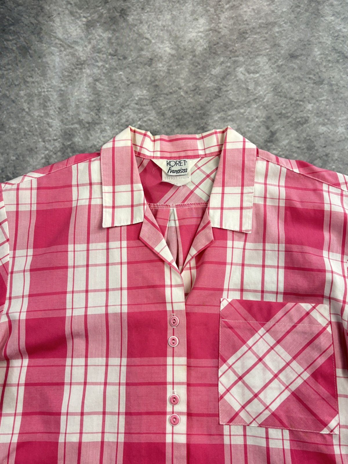 Vintage 80s Vintage Pink Plaid Polo Shortsleeve Koret Union Made 50s Size US XS / EU 42 / 0 - 3 Thumbnail