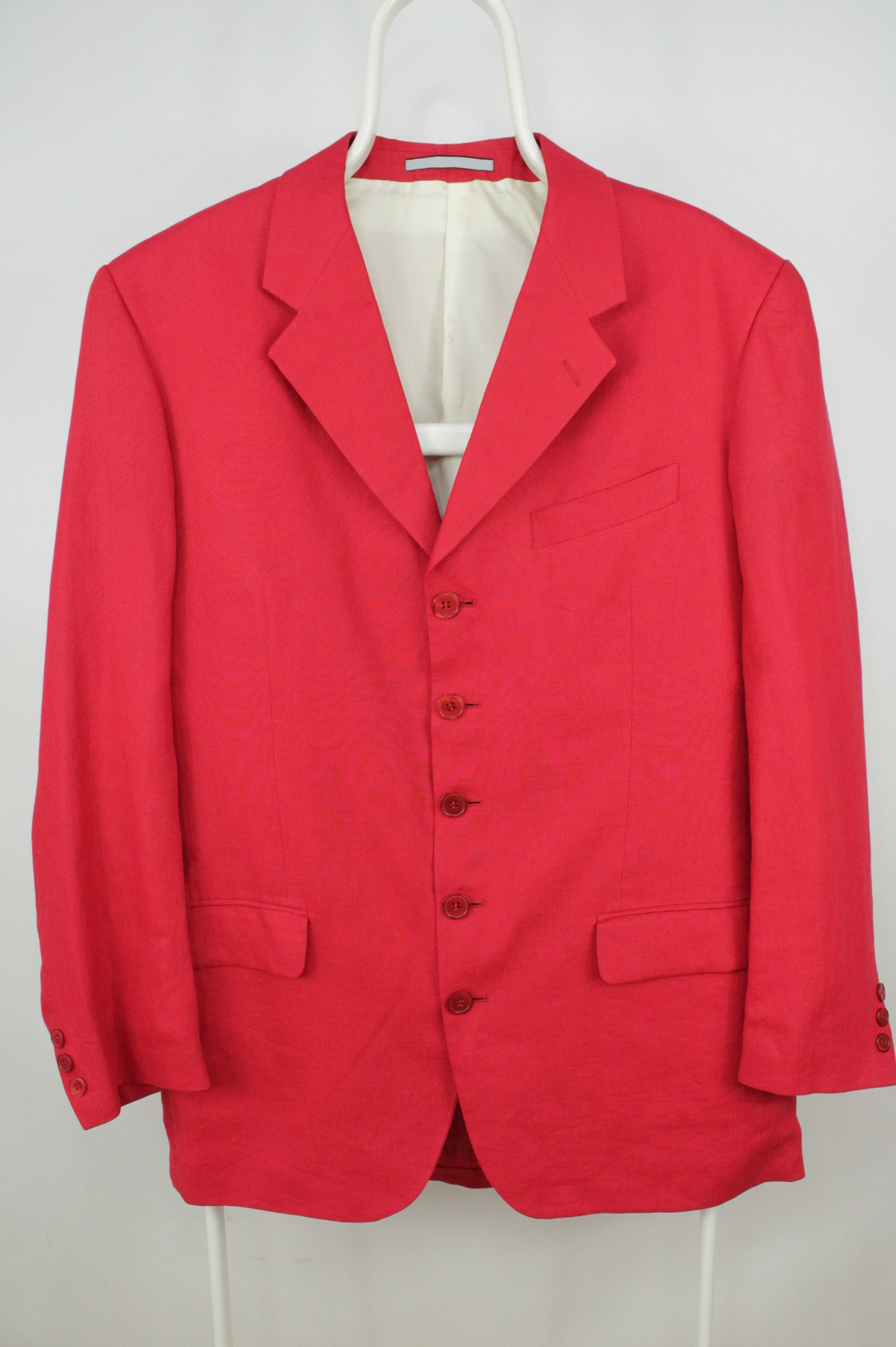 Vintage Kenzo Homme Red Linen 5BTN Blazer Jacket Men's
