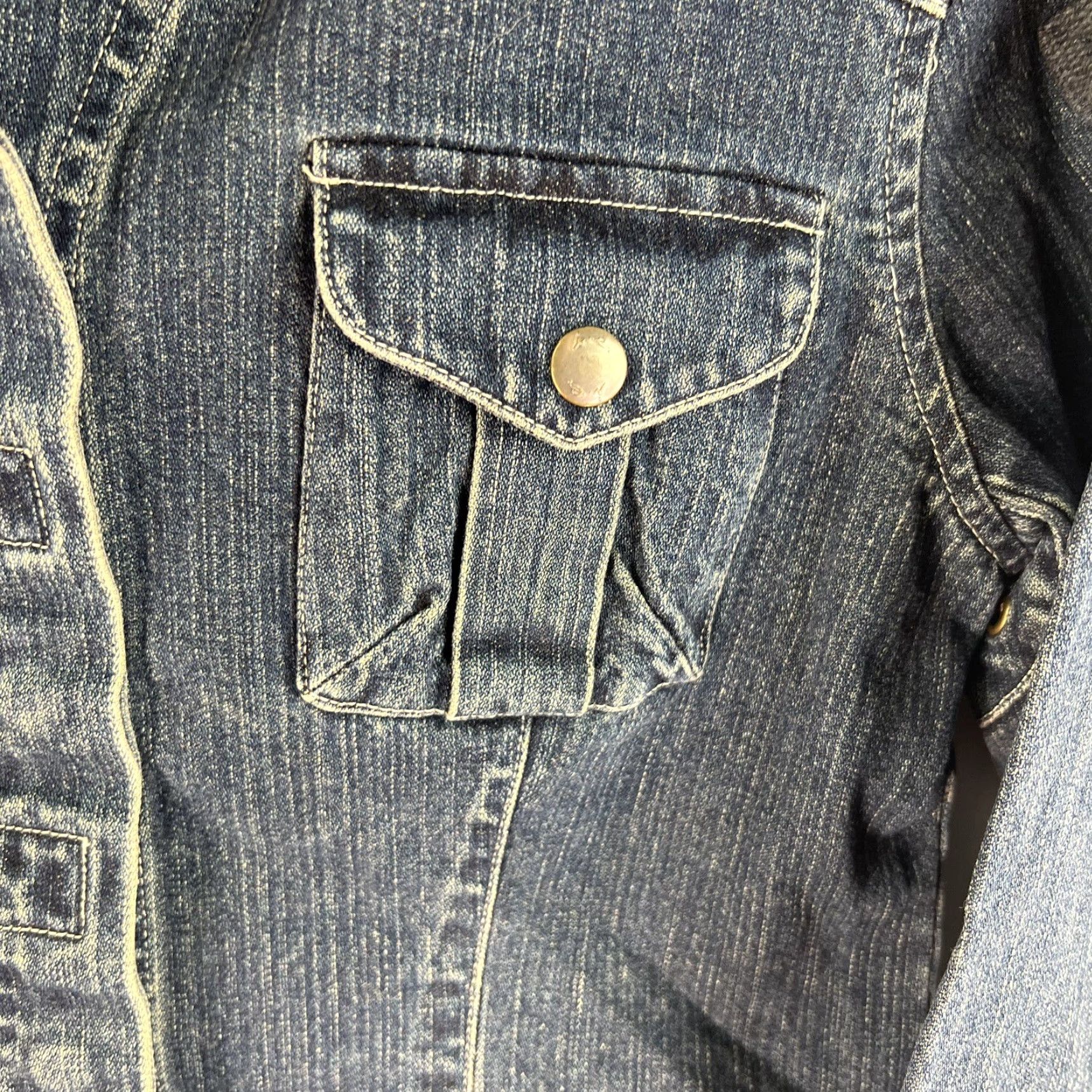 Denime i.e. Relaxed Denim Jean Jacket Women's PM Blue Hidden Snap Flap Pockets Jeans Jacket Womens PM Blue Hidden Snap Flap Pockets Size 32" / US 10 / IT 46 - 3 Thumbnail