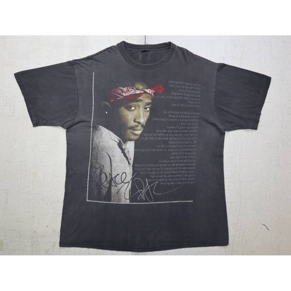 Vintage VTG 90s Y2K Tupac Shakur Memorial BLACK Shirt Hip Hop 3XL Size US XXL / EU 58 / 5 - 1 Thumbnail