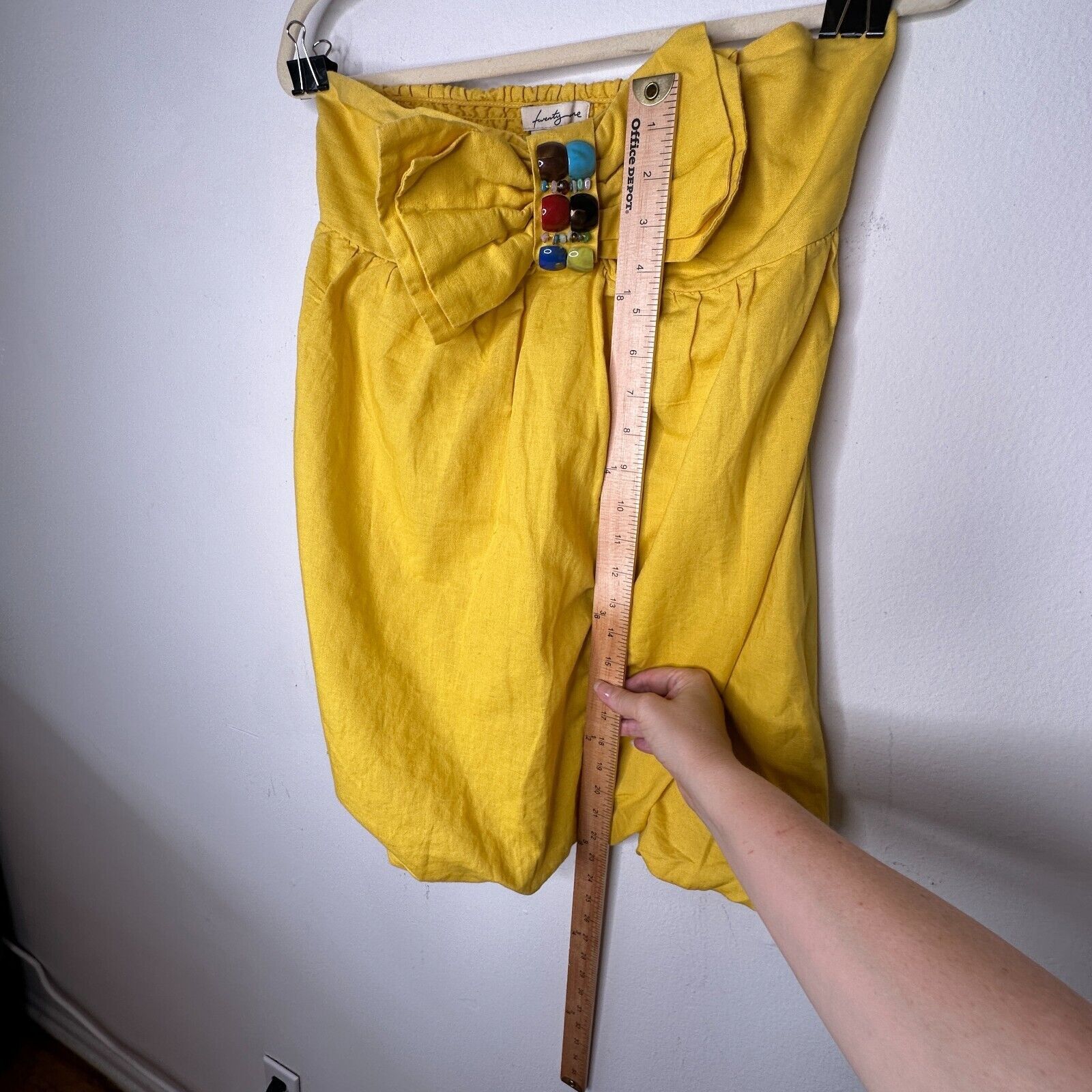 Other Twentyone Yellow Linen Sleeveless Blouson Mini Bead Bow Tie Size S / US 4 / IT 40 - 15 Thumbnail