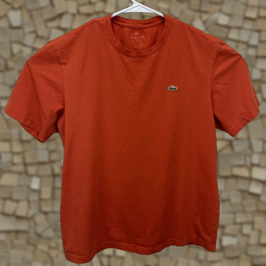 Lacoste Lacoste T-Shirt Mens Size 7 Short Sleeve Orange Cotton Crew Neck Logo Alligator Size US M / EU 48-50 / 2 - 1 Thumbnail