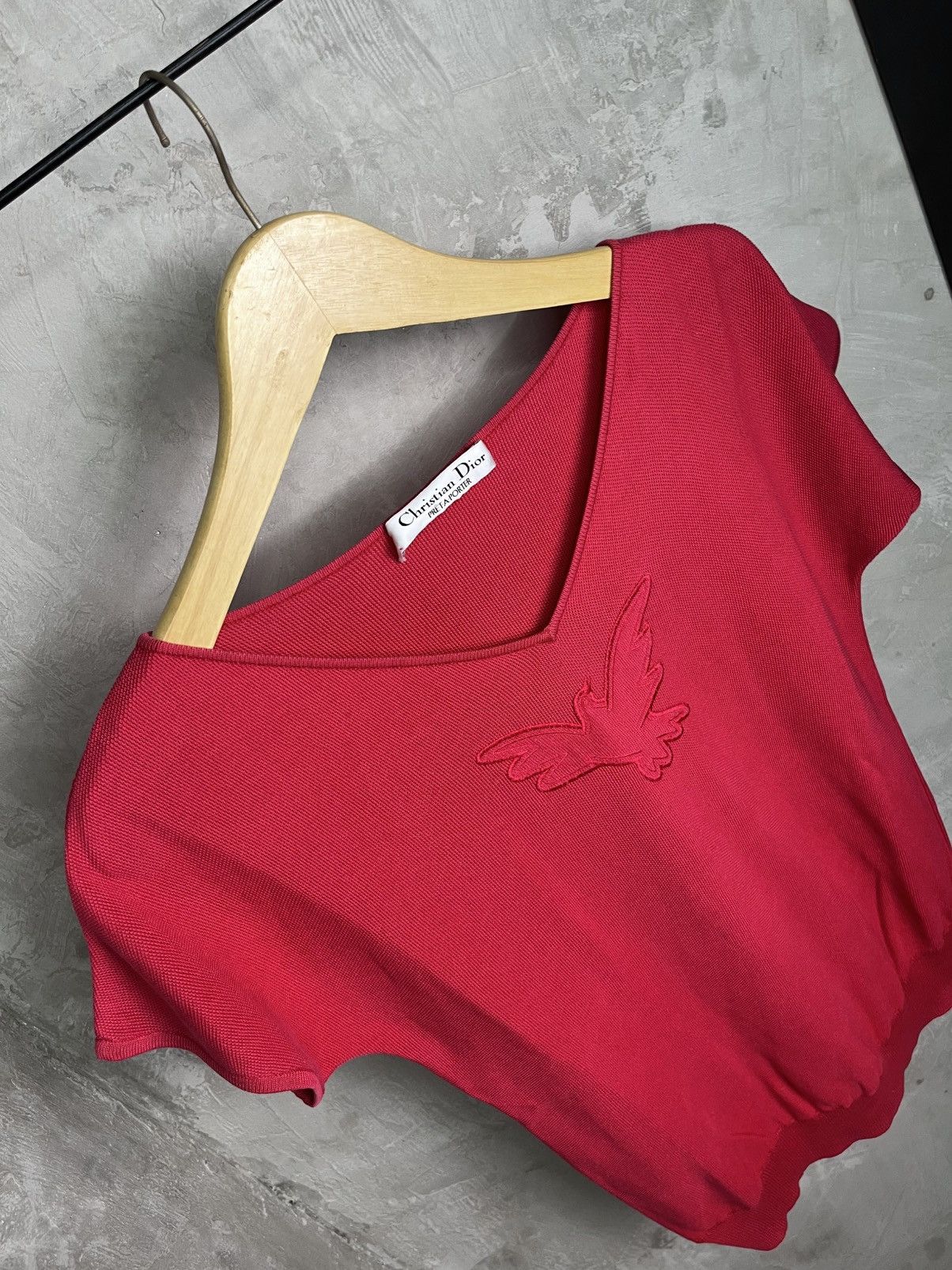 Dior Christian Dior Prêt à Porter Embroidered Dove Knit Top 1980s Size M / US 6-8 / IT 42-44 - 3 Thumbnail