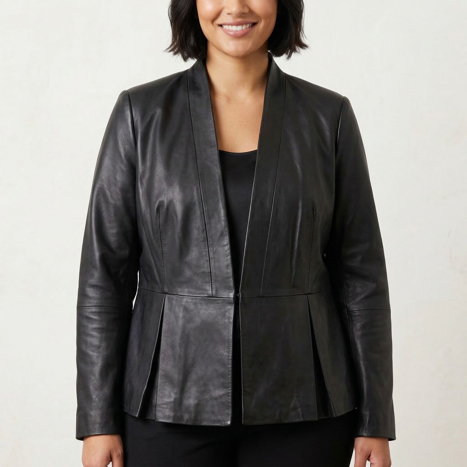 Other Emerson Rose Women's Leather Jacket Black Open Blazer Size L Size L / US 10 / IT 46 - 1 Thumbnail