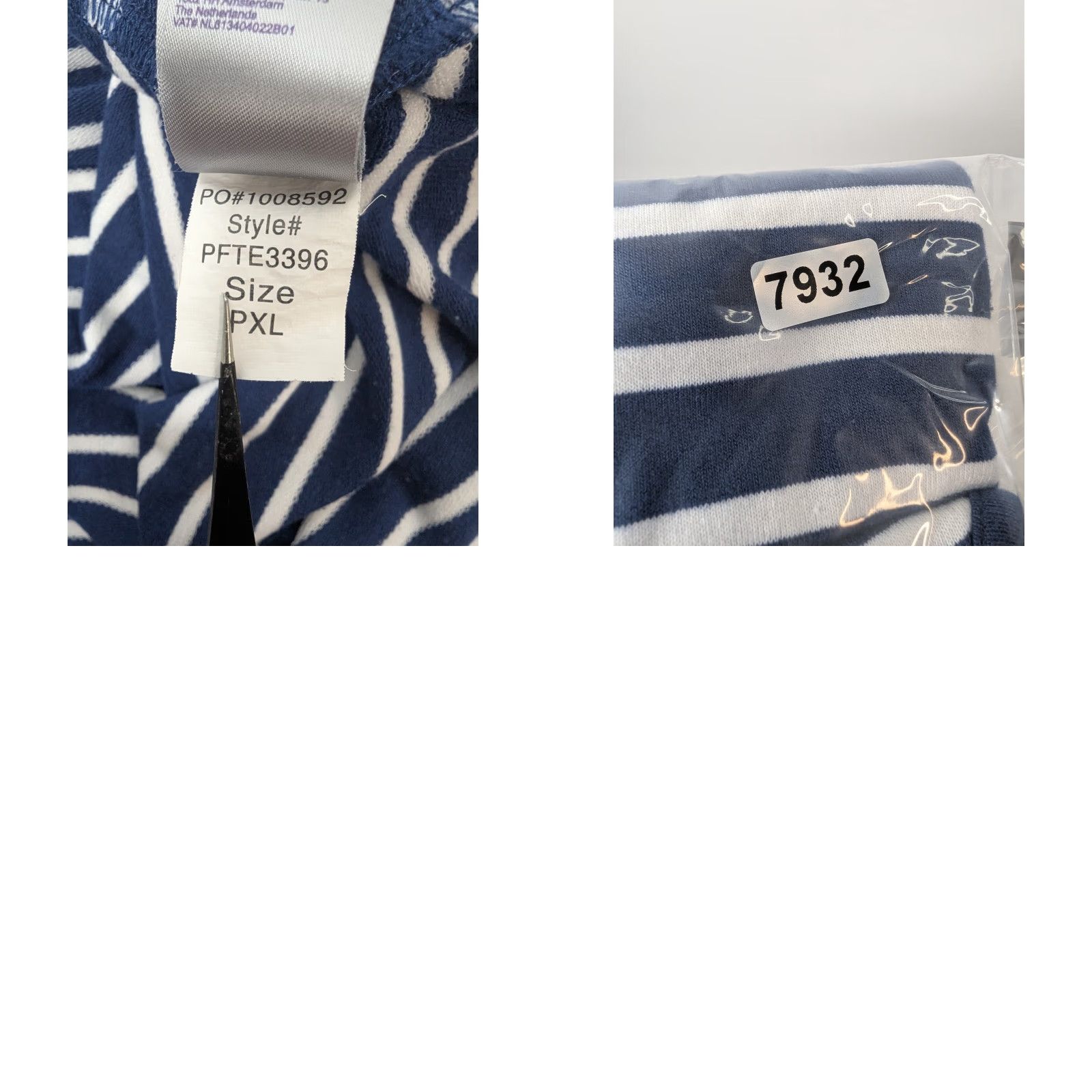 NYDJ NYDJ Shirt Women PXL Navy Striped Lace Up Long Sleeve V-Neck T-Shirt - Blue, Polyester Viscose Elastine Knit, Soft, Stretch, Unlined, Relaxed Fit Size XL / US 12-14 / IT 48-50 - 9 Thumbnail