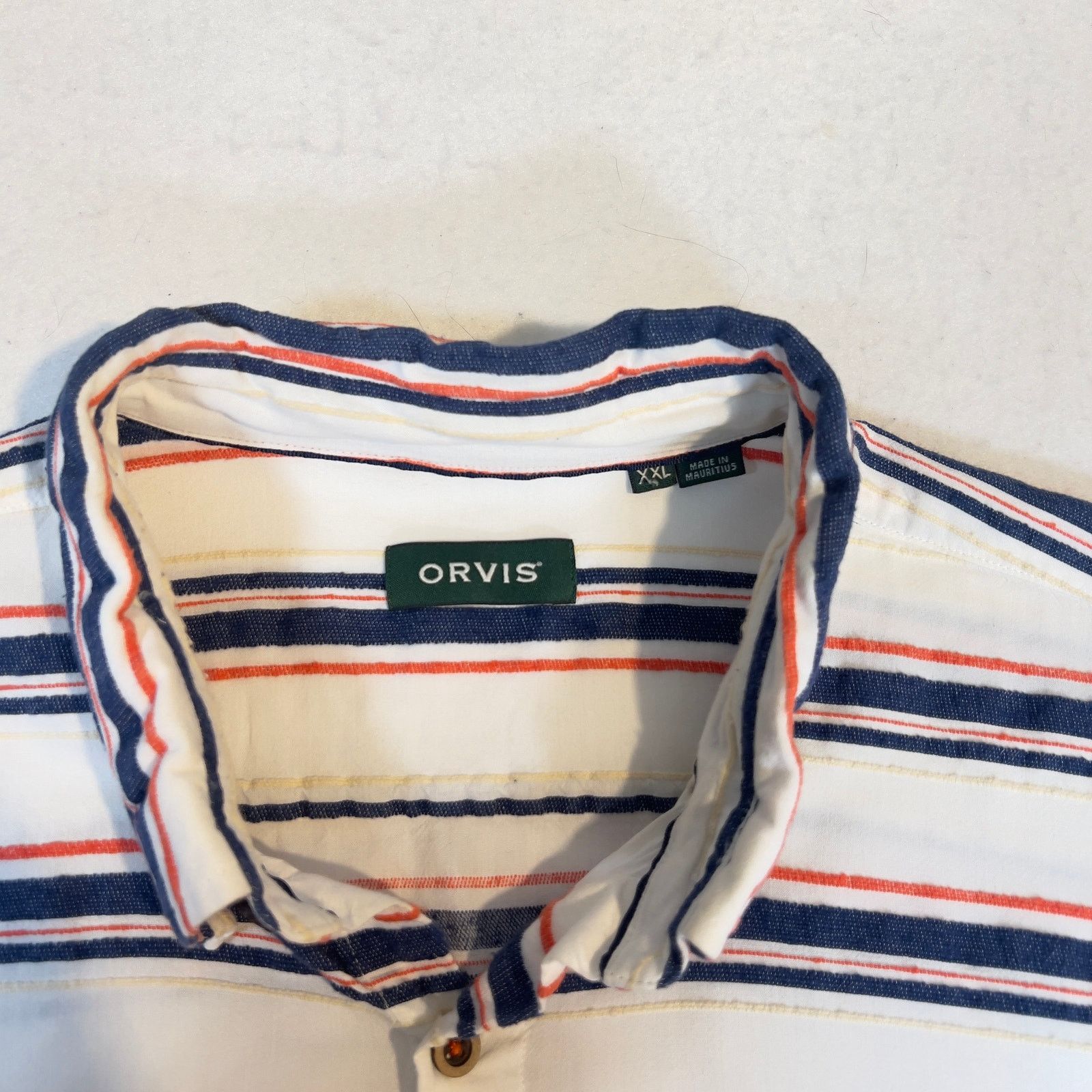 Orvis Orvis Button Shirt Men's XXL White Blue Orange Stripe Size US XXL / EU 58 / 5 - 3 Thumbnail