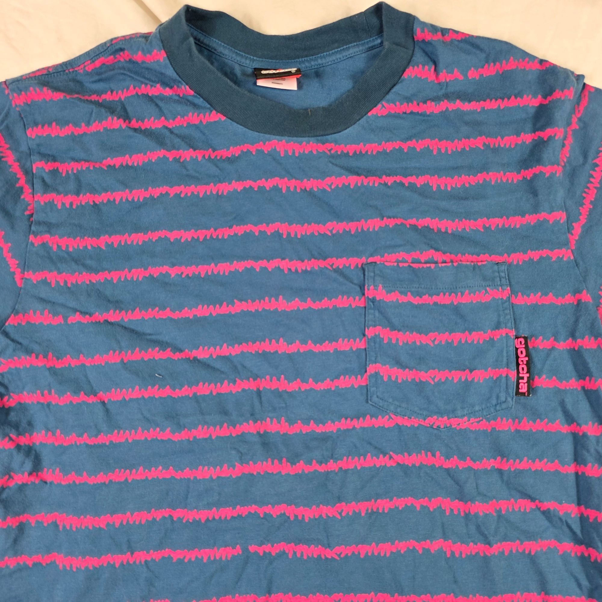 Gotcha Gotcha Mens Medium Blue Pink Stripe Pocket Tee Casual Short Size US M / EU 48-50 / 2 - 3 Thumbnail