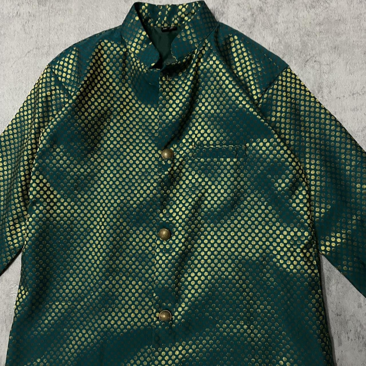 Other Green and gold Indian kurta with gold buttons #festivalvibes Size ONE SIZE - 2 Thumbnail