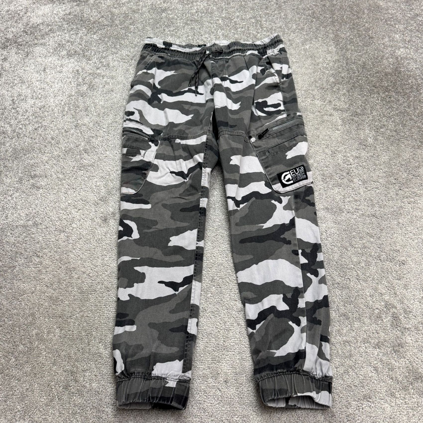 Ecko Unltd. Ecko Unltd Camouflage Cargo Jogger Pants Mens Medium Gray Elastic Waist Casual Size US 31 - 2 Thumbnail