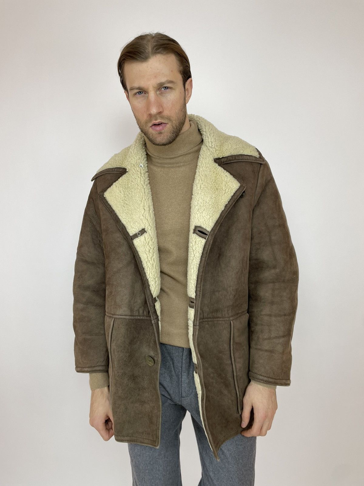 Other antartex Vintage SHEEPSKIN Coat made In Scotland size M-L Size US L / EU 52-54 / 3 - 2 Thumbnail