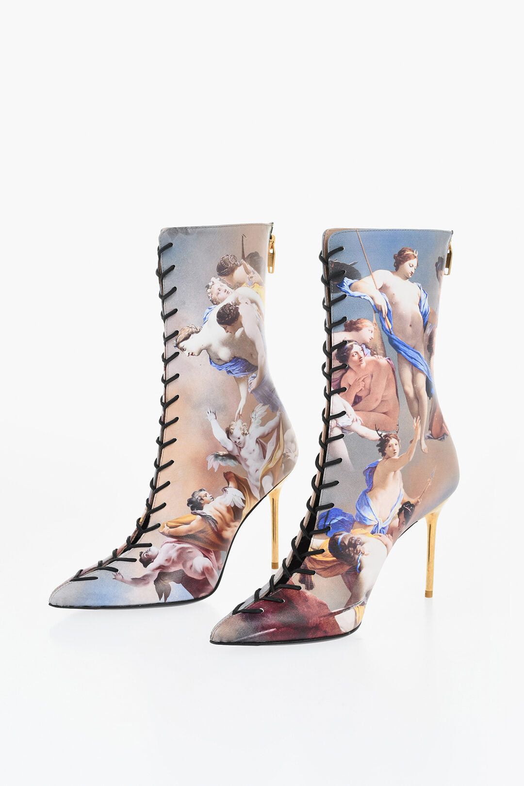Balmain Leather Patterned Ankle Boots URIA SKY 9cm Heel Size US 6 / IT 36 - 1 Thumbnail