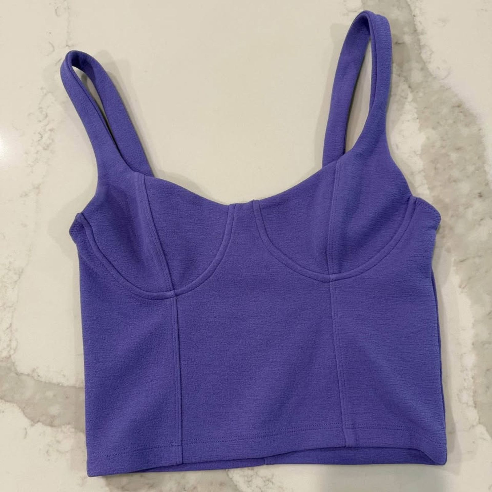 Zara Zara Textured Bustier Corset CropTop Womens Small Purple Size S / US 4 / IT 40 - 3 Thumbnail