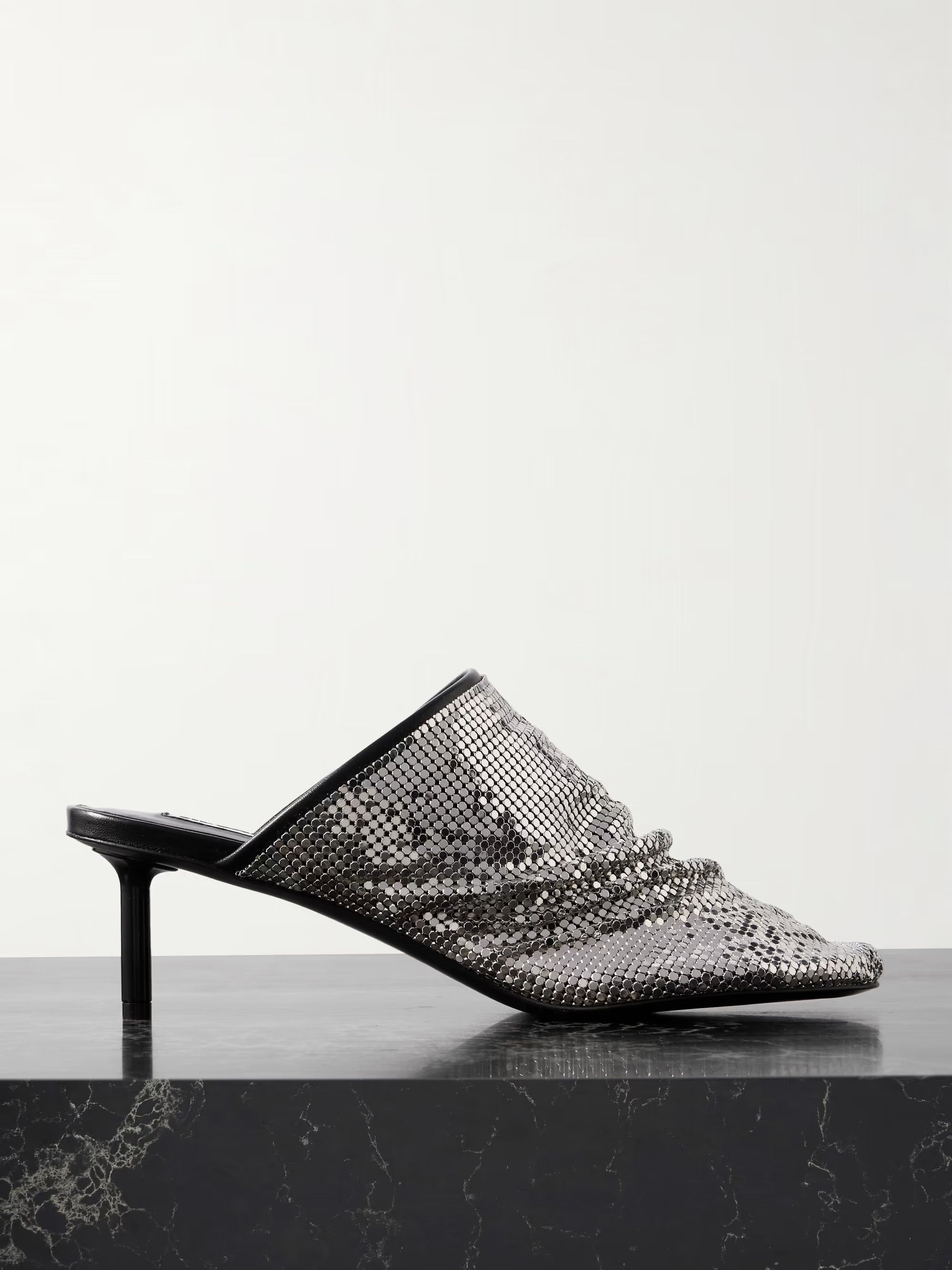 Jil Sander o1loc1c0426 Embellished Leather Mules in Grey Size US 10 / IT 40 - 1 Thumbnail