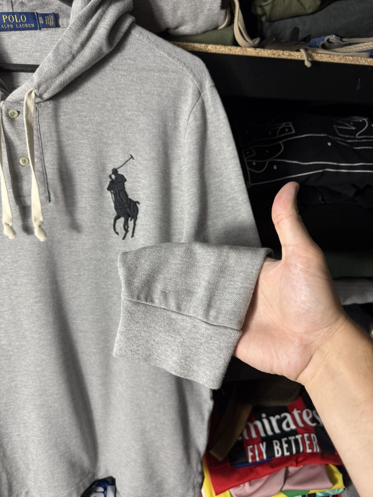 Ralph Lauren Polo Ralph Lauren Big Pony Hooded Long Sleeve Shirt Grey XL Size US XL / EU 56 / 4 - 6 Thumbnail