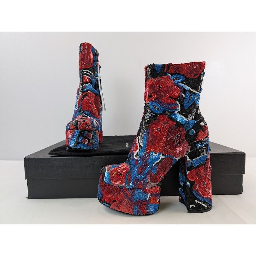 Saint Laurent Paris o1rshd1 Billy Sequence Embellished Platform Ankle Boots Size US 10 / IT 40 - 21 Thumbnail