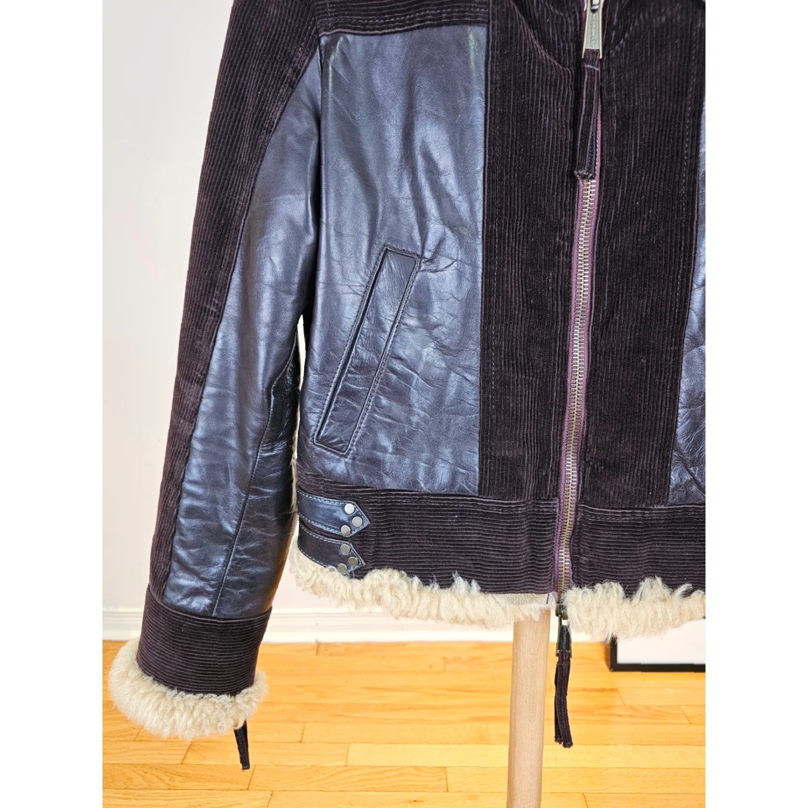 Dsquared2 VINTAGE Dsquared2 JACKET Motorcycle Jacket Fur Collar Corduroy/Leather SZ 38 US Brown Leather Patent Men 90s 2000s Mens Size US XXS / EU 40 - 3 Thumbnail