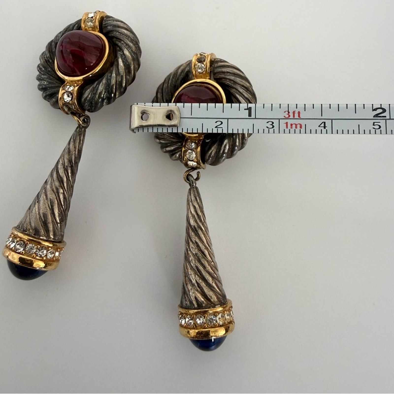 Givenchy Givenchy Faux Sapphire Ruby & Crystal Clip On Earrings Size ONE SIZE - 7 Thumbnail
