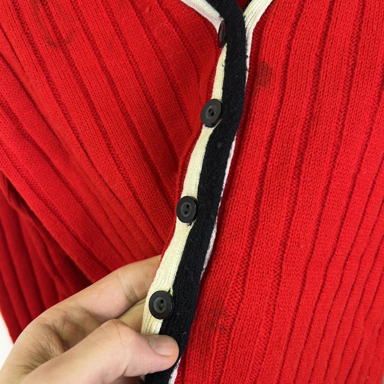 Designer Vintage Red Cardigan with 76 Patch 80s1 Size L / US 10 / IT 46 - 6 Thumbnail