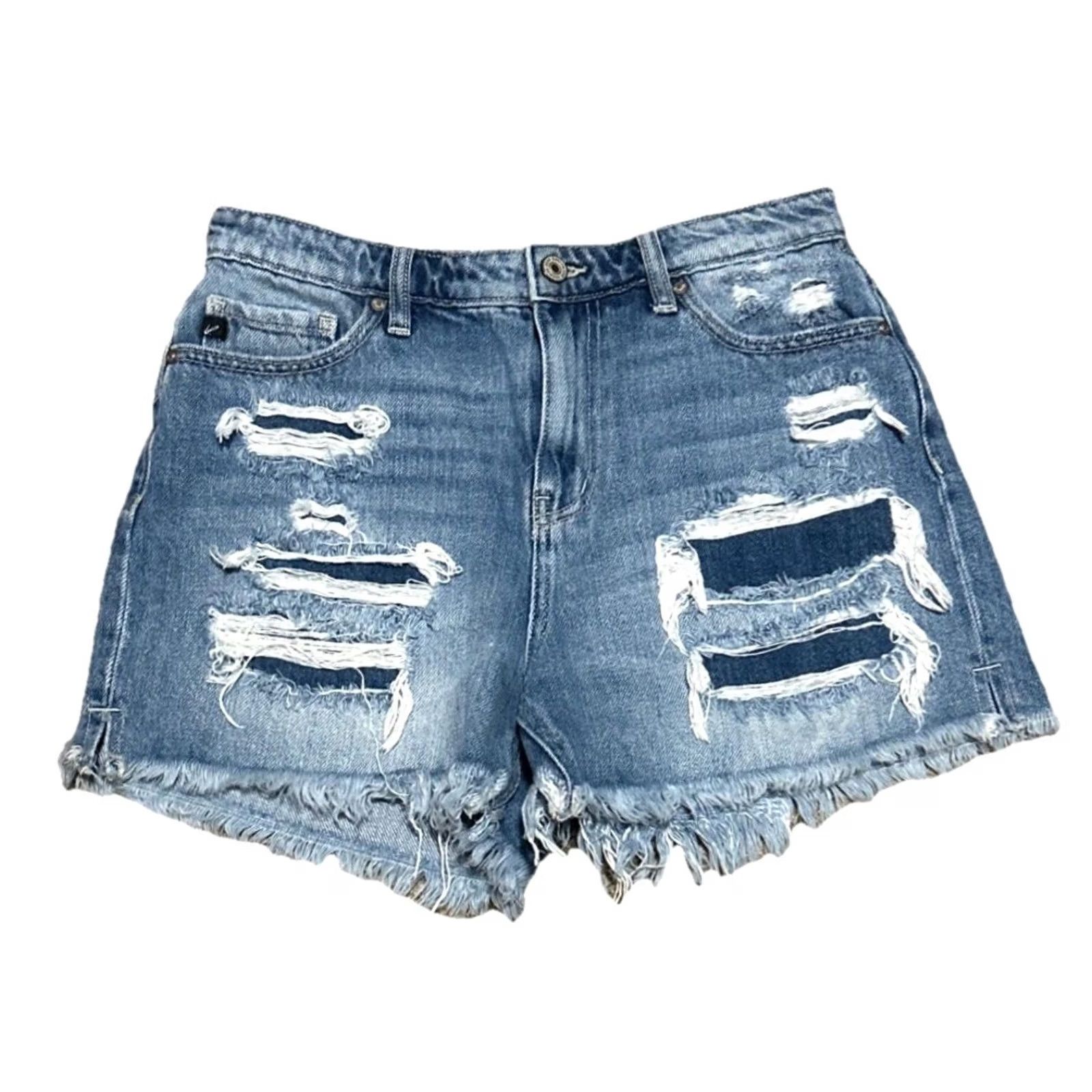 Vintage KanCan Jeans Shorts 28x3 Denim Warm Blue 5-Pocket Belt Loops High Rise 3 Inseam Juniors Women Vintage: No Size 28" / US 6 / IT 42 - 2 Thumbnail