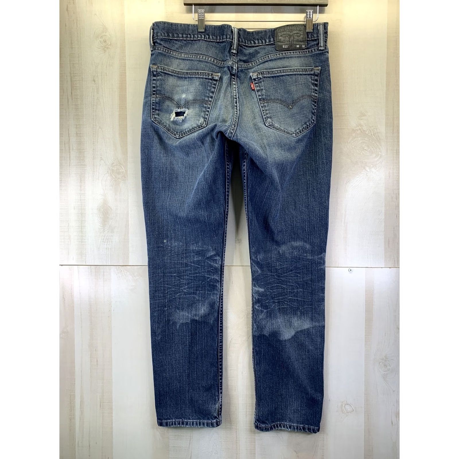 Levi's VINTAGE Levi’s 511 Jeans Denim Blue Distressed - 36x32, Mens, Regular, Cotton, Zip, Inseam 31, Logo, Straight, 4850, All Items As Is Size US 36 / EU 52 - 7 Thumbnail