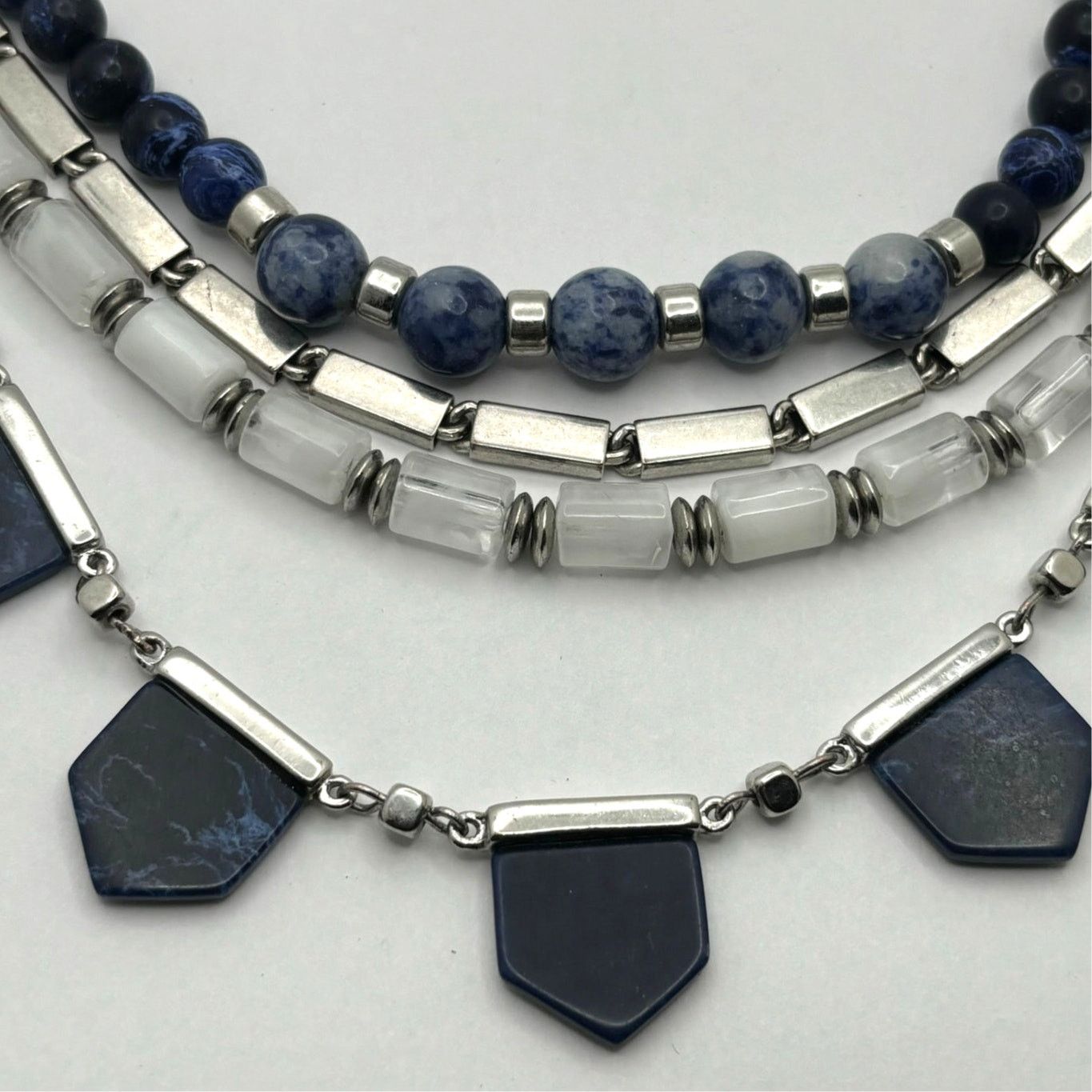White House Black Market Silver & Blue White House Black Market Necklace Size ONE SIZE - 2 Thumbnail