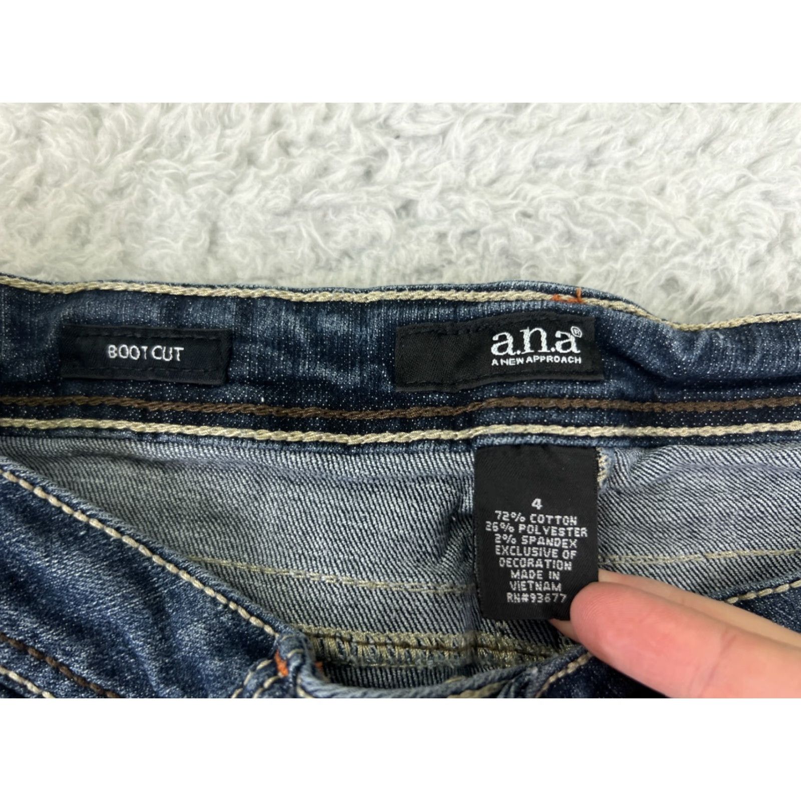 Vintage ANA Jeans Womens 4 Blue Bootcut Denim 27x30 Cotton Blend Spandex Western 5-Pocket Design 30 In Inseam Womens Jeans Size 27" / US 4 / IT 40 - 6 Thumbnail