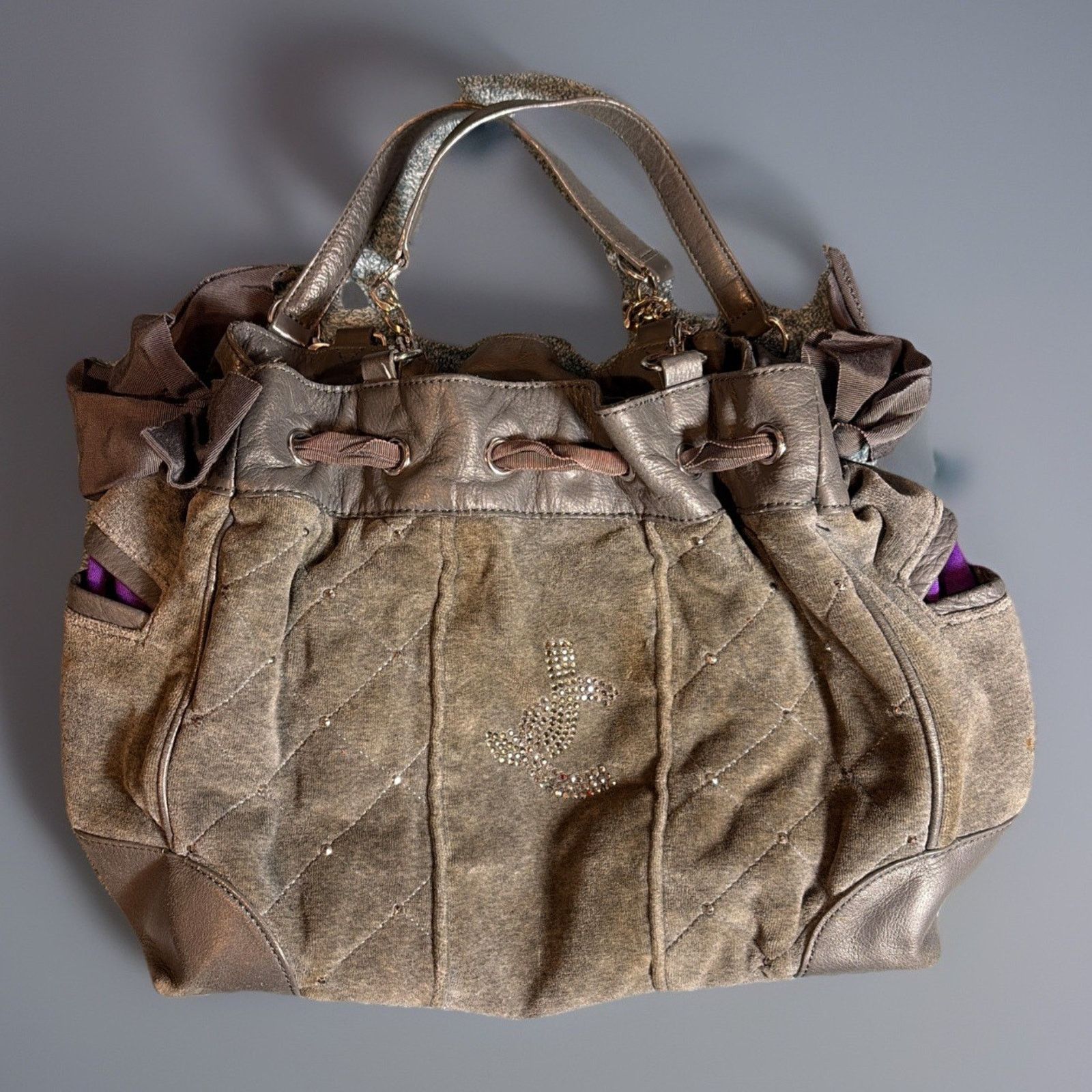 Juicy Couture Juicy Couture Quilted Velvet Daydreamer Tote Discoloration Size ONE SIZE - 1 Thumbnail