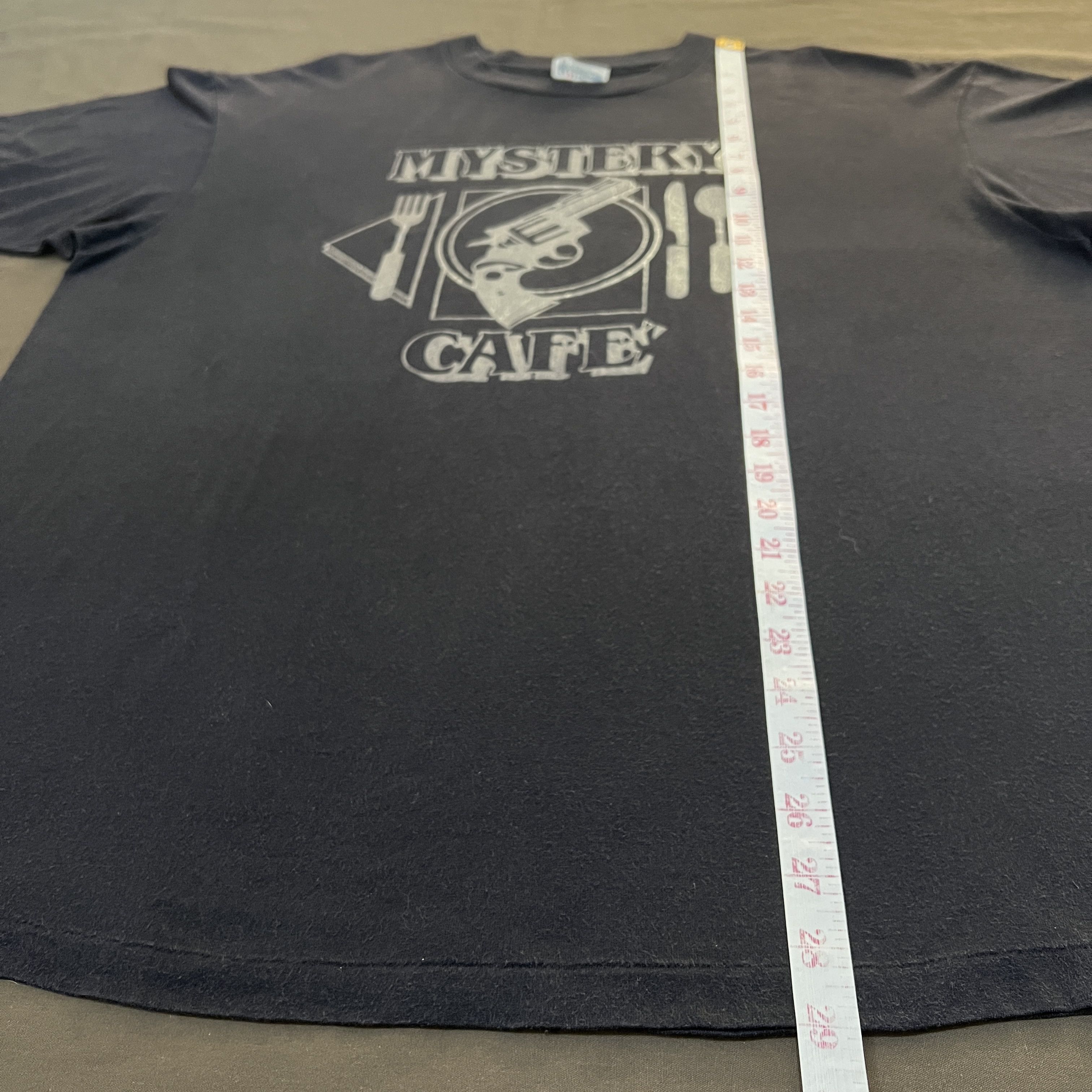 Vintage 90s gun mystery cafe Promo Tee 911 glock Colt Faded