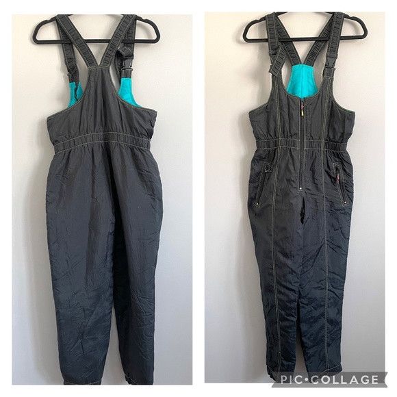 Vintage Vintage 80s Black Insulated Ski Pants Overalls - Small Size 28" / US 6 / IT 42 - 9 Thumbnail