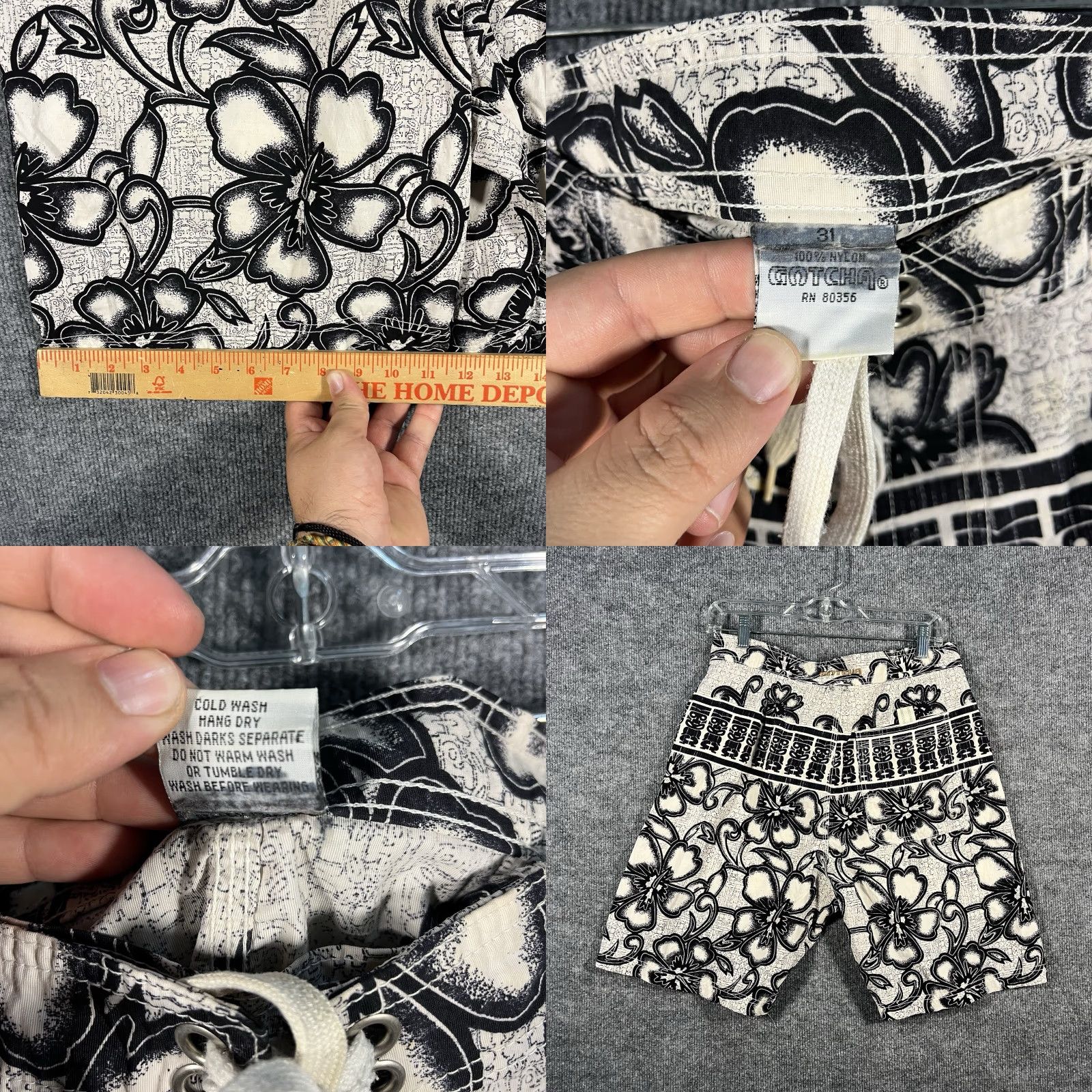 Gotcha Vintage Gotcha Board Shorts Mens 31 Nylon Surf Swim Beach Floral Trunks 90s Size US 31 - 8 Thumbnail