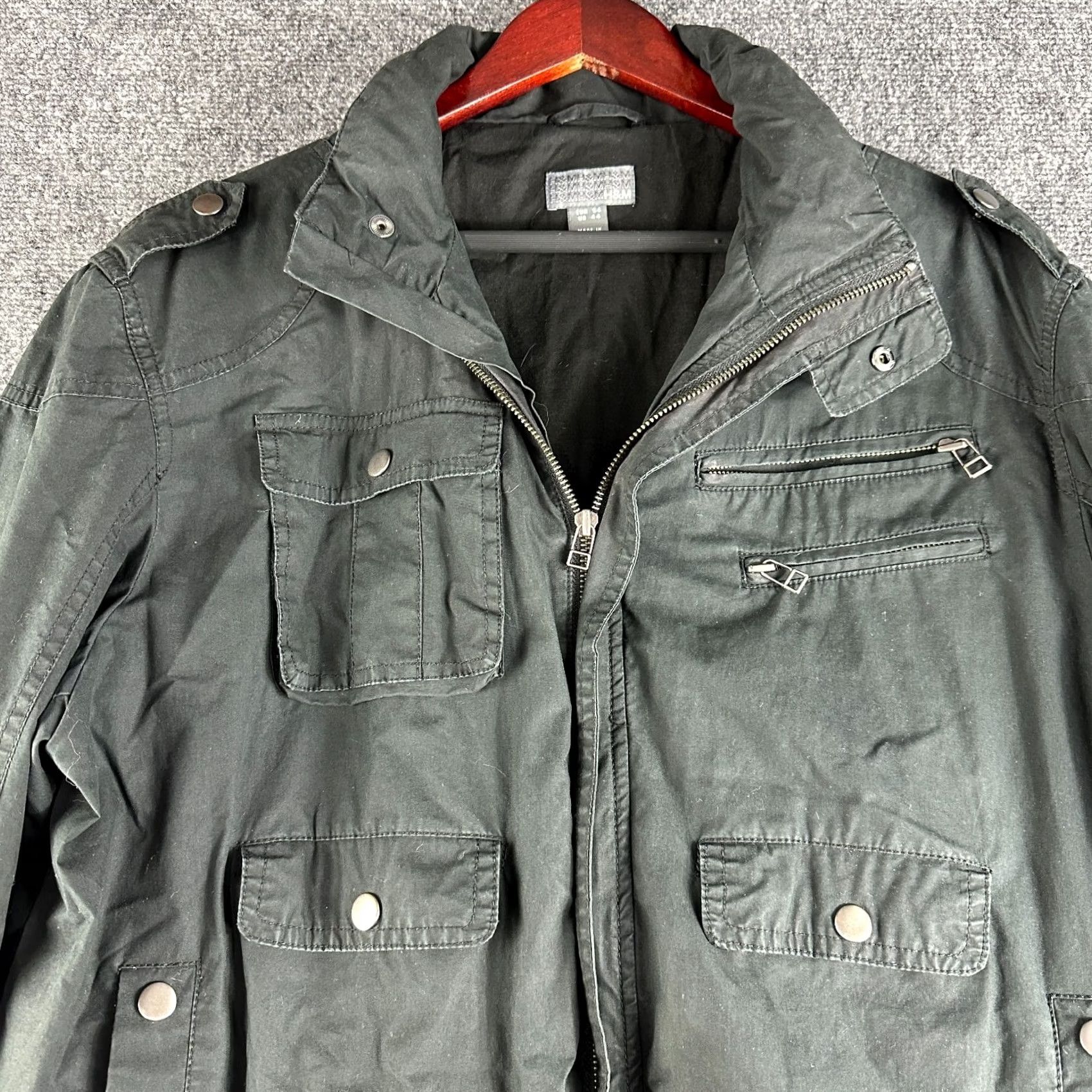 H&M VINTAGE H&M Jacket Mens 44 Black Cotton Lined Full Zip Hood Pockets Bomber Jacket Regular Mens Size US S / EU 44-46 / 1 - 4 Thumbnail