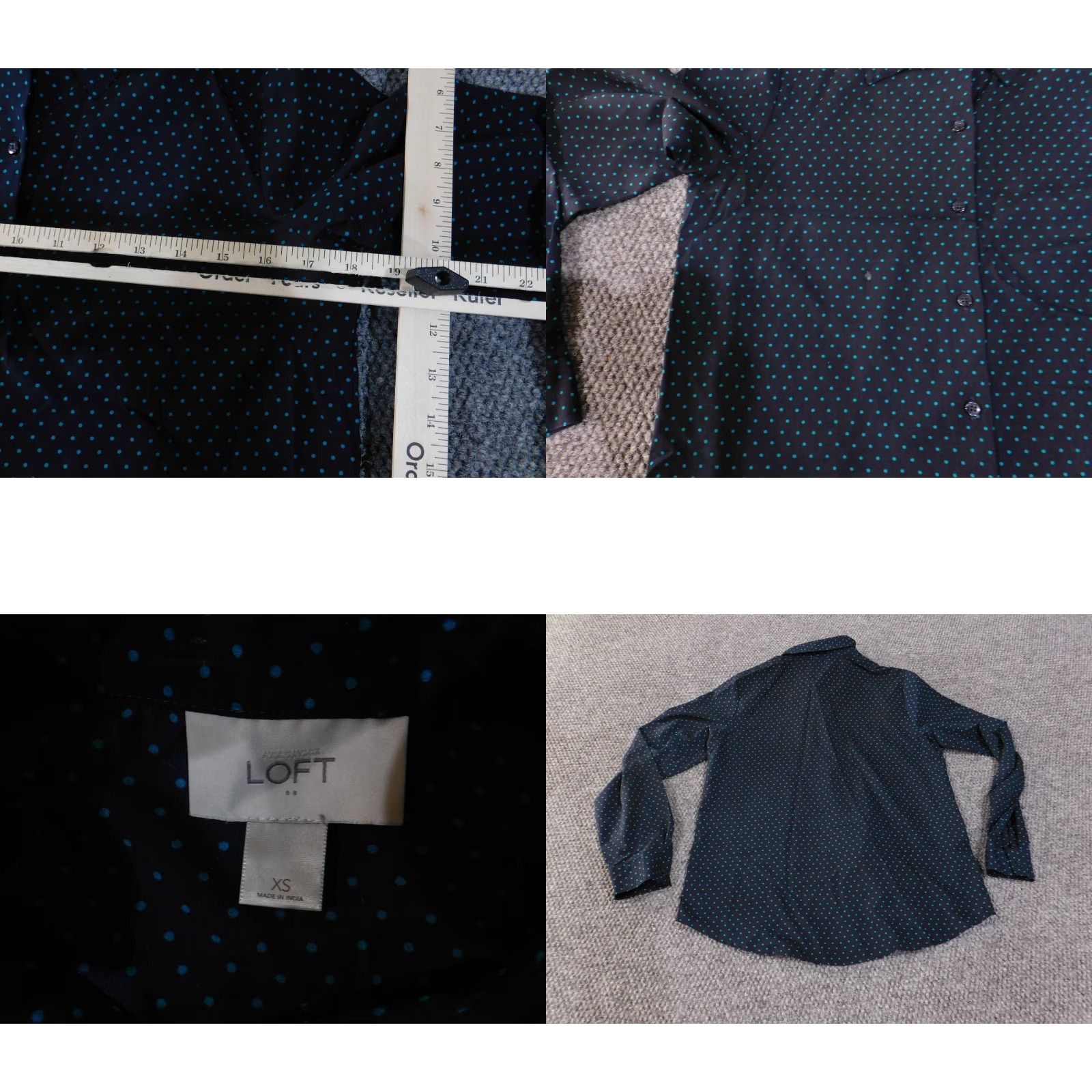 Loft VINTAGE Ann Taylor Loft Shirt Womens XS Polka Dot Button Down Long Sleeve Blouse Top Size XS / US 0-2 / IT 36-38 - 8 Thumbnail