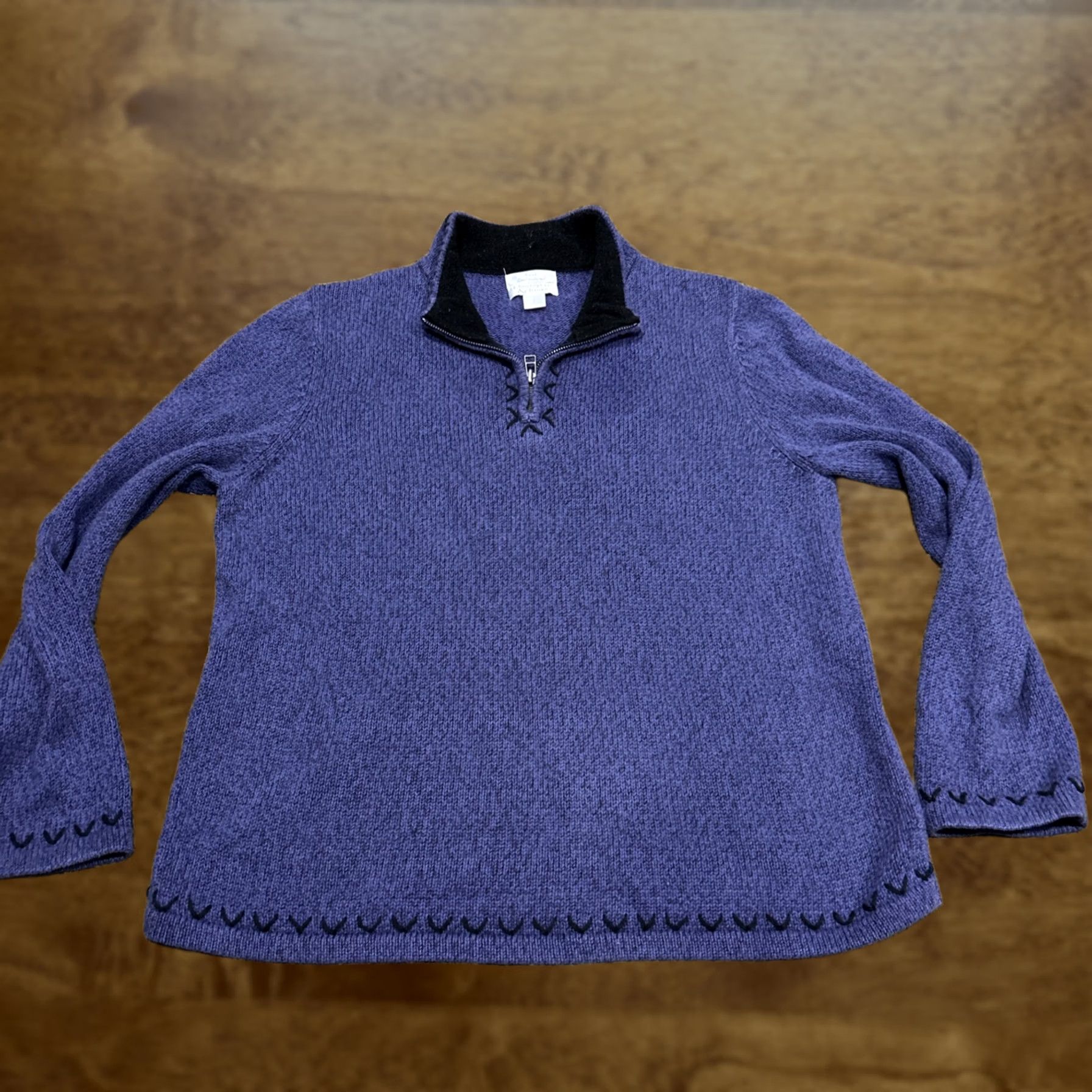 Vintage Christopher & Banks Women Sweater Pullover 1/4 Zip Purple Ramie Blend L Knit Zipper Solid Long Sleeve Collared Vintage: No Size L / US 10 / IT 46 - 1 Thumbnail