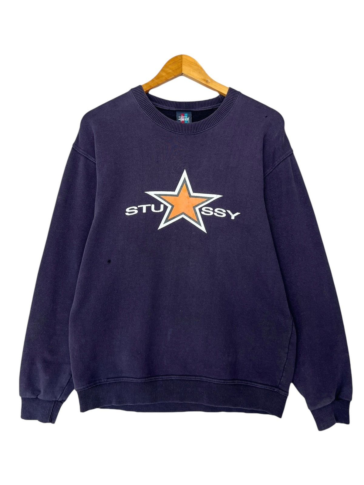 Stussy Rare🔥 Vintage 90s Stussy Star Sunfaded Distressed Sweatshirt Size US M / EU 48-50 / 2 - 2 Thumbnail