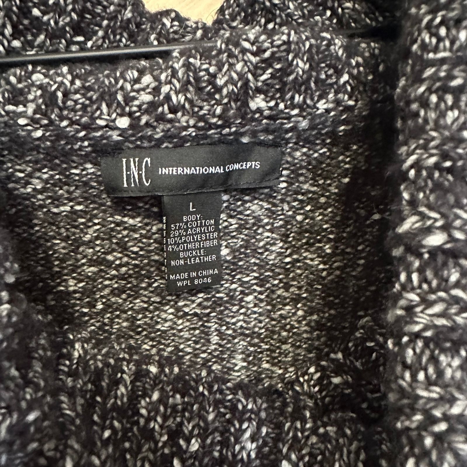I.N.C INC sweater with leather-like buckles black/white very soft Size L / US 10 / IT 46 - 4 Thumbnail