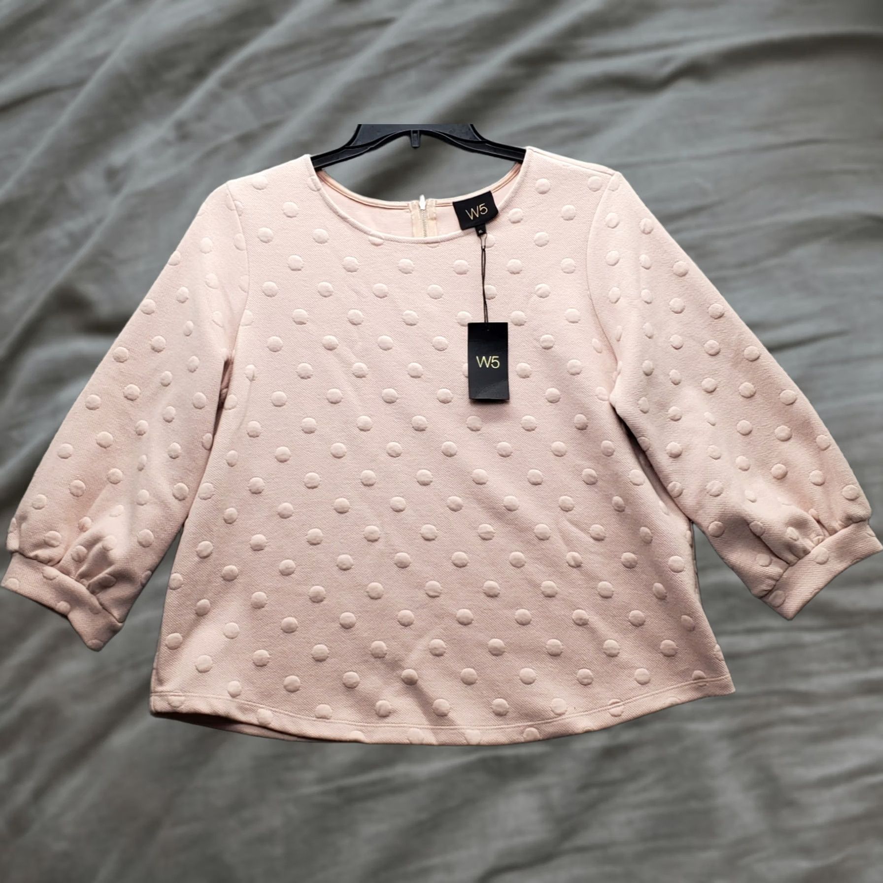 Pinko W5 Sweater Womens XL Pink Knit Raglan Sleeve Polka Dot Quarter Zip Back Size XL / US 12-14 / IT 48-50 - 1 Thumbnail