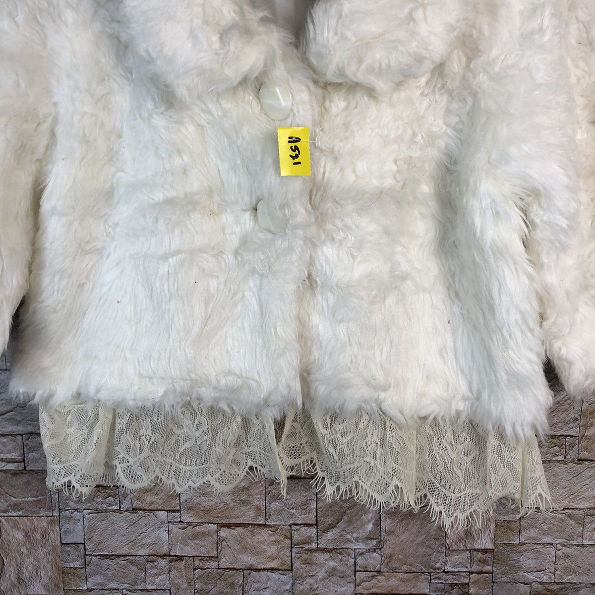 Homespun Knitwear Iky Bombers White Mohair fur Knitwear cardigan #A521 Size XS / US 0-2 / IT 36-38 - 6 Thumbnail