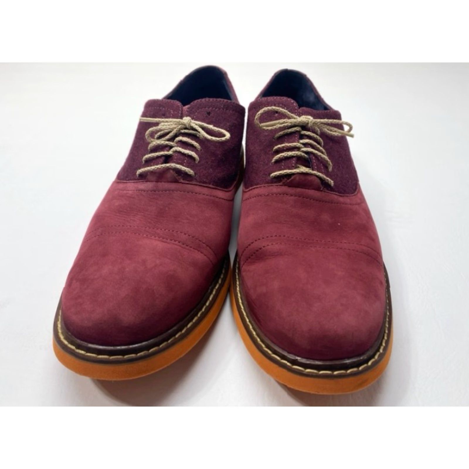 Cole Haan Cole Haan Harrison Nubuck Leather Wool Oxfords Orange Soles Men's 13M Oxblood Size US 12 / EU 45 - 3 Thumbnail