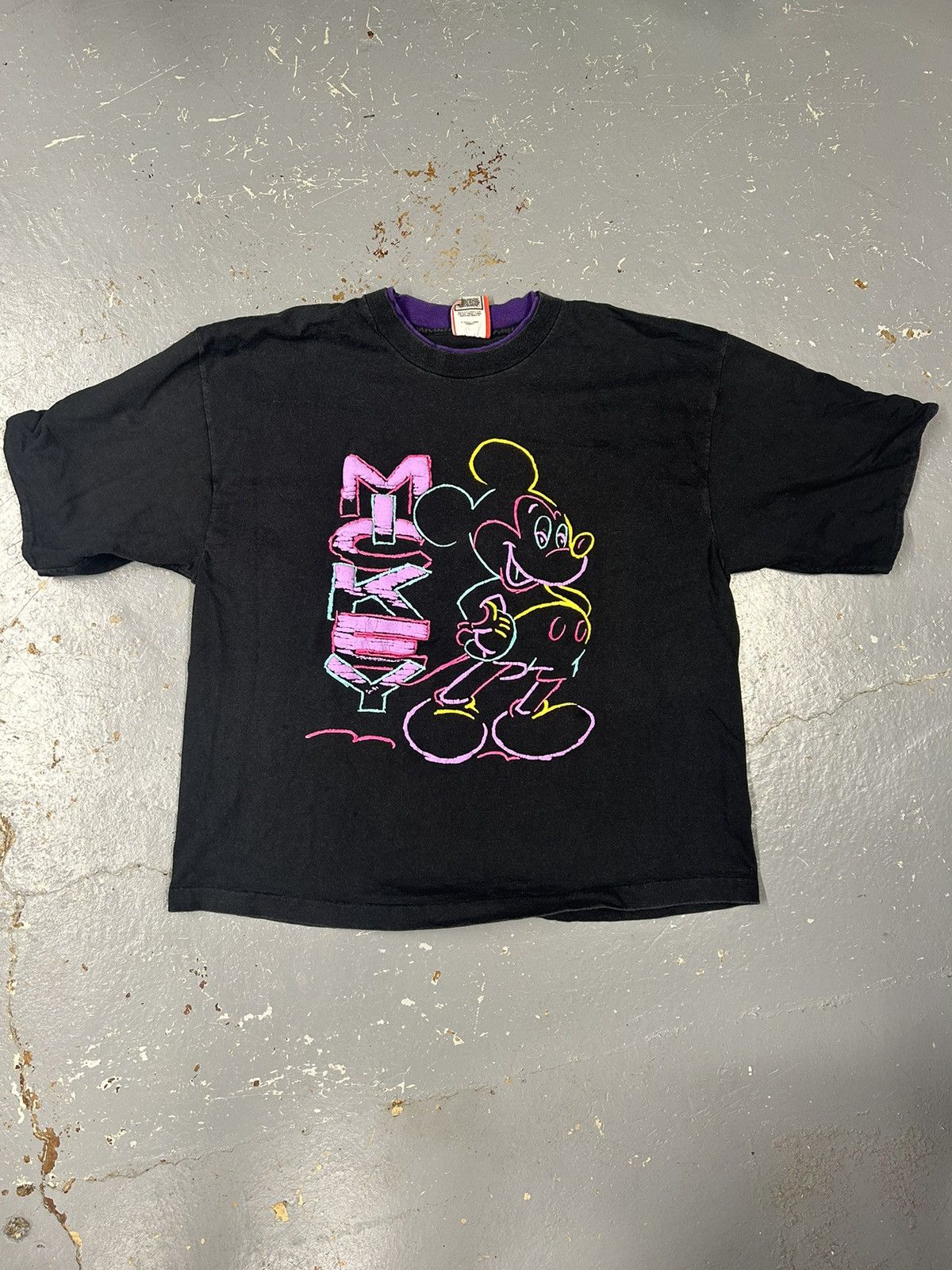 Disney × Mickey Mouse × Vintage Crazy Vintage 90s Disney Mickey Mouse Black Graphic T-Shirt Size US L / EU 52-54 / 3 - 1 Thumbnail