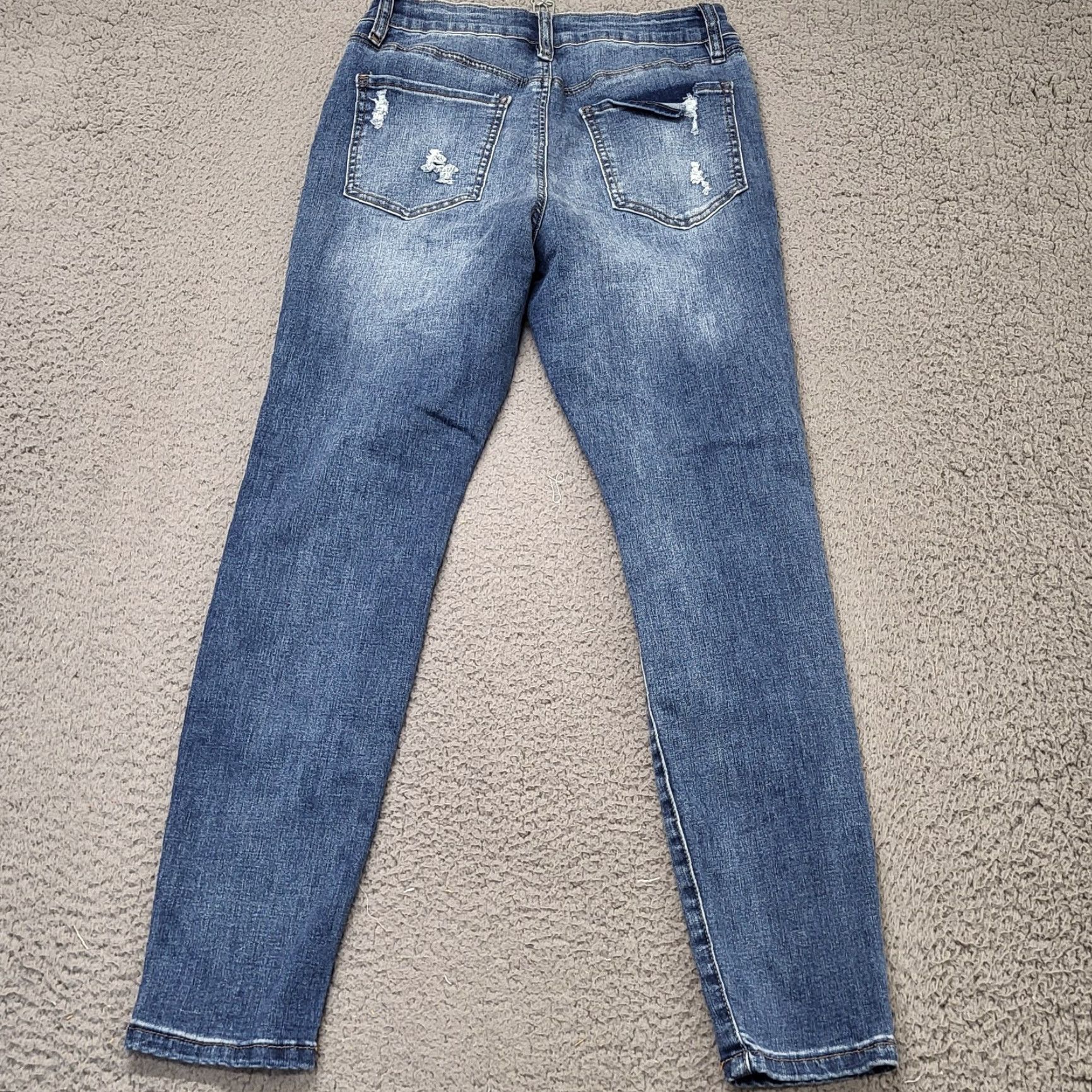 Vintage Rue 21 Jeans Juniors 5/6R Blue Mid Rise Skinny Flex Distressed Denim Preppy Jeans Shirt? Size 27" / US 4 / IT 40 - 2 Thumbnail