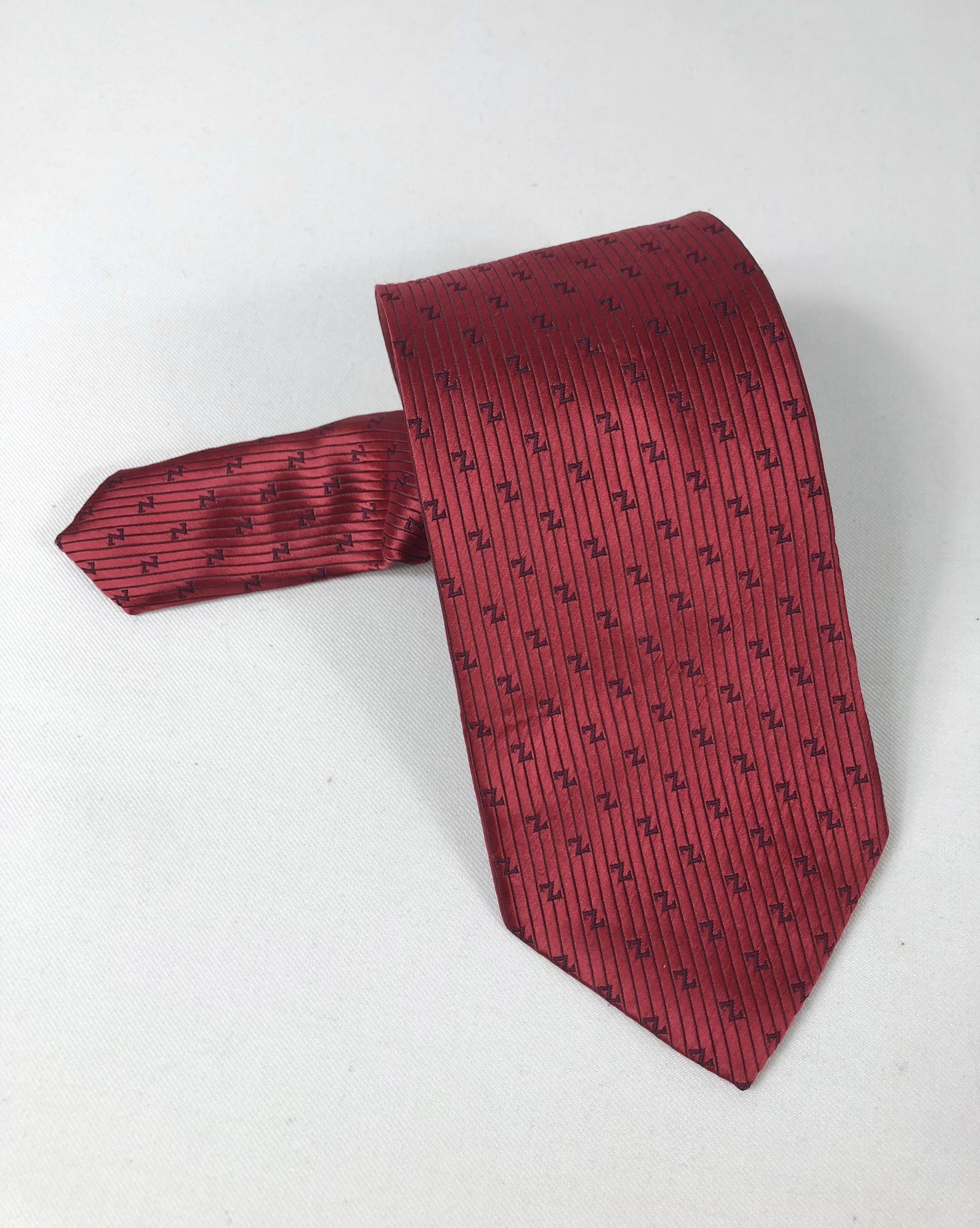 Ermenegildo Zegna Rare Ermenegildo Zegna Monogram Silk Tie Made in Italy Size ONE SIZE - 9 Thumbnail