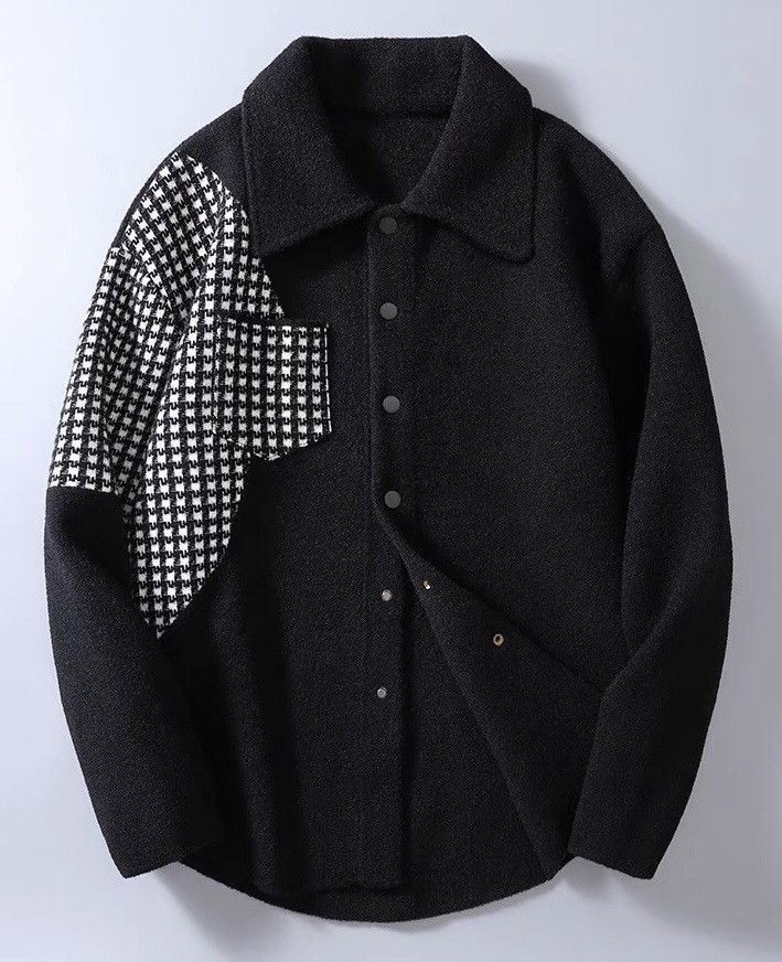 Fashion retro houndstooth patchwork jacket