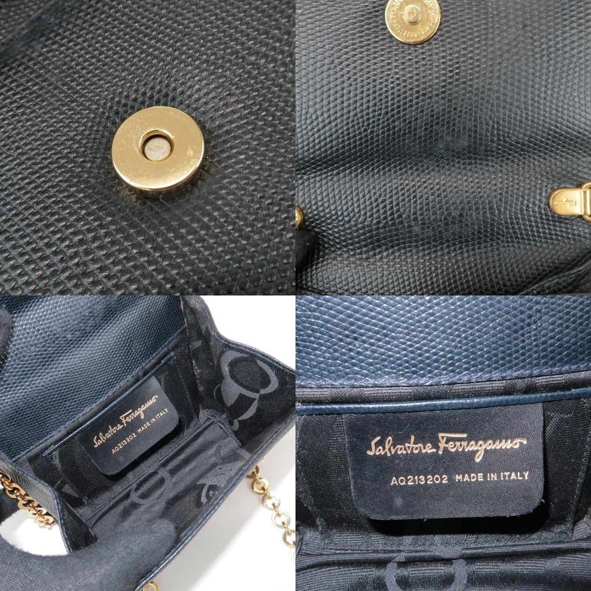 Salvatore Ferragamo Ferragamo Vara Calfskin Shoulder Bag Navy Size ONE SIZE - 7 Thumbnail