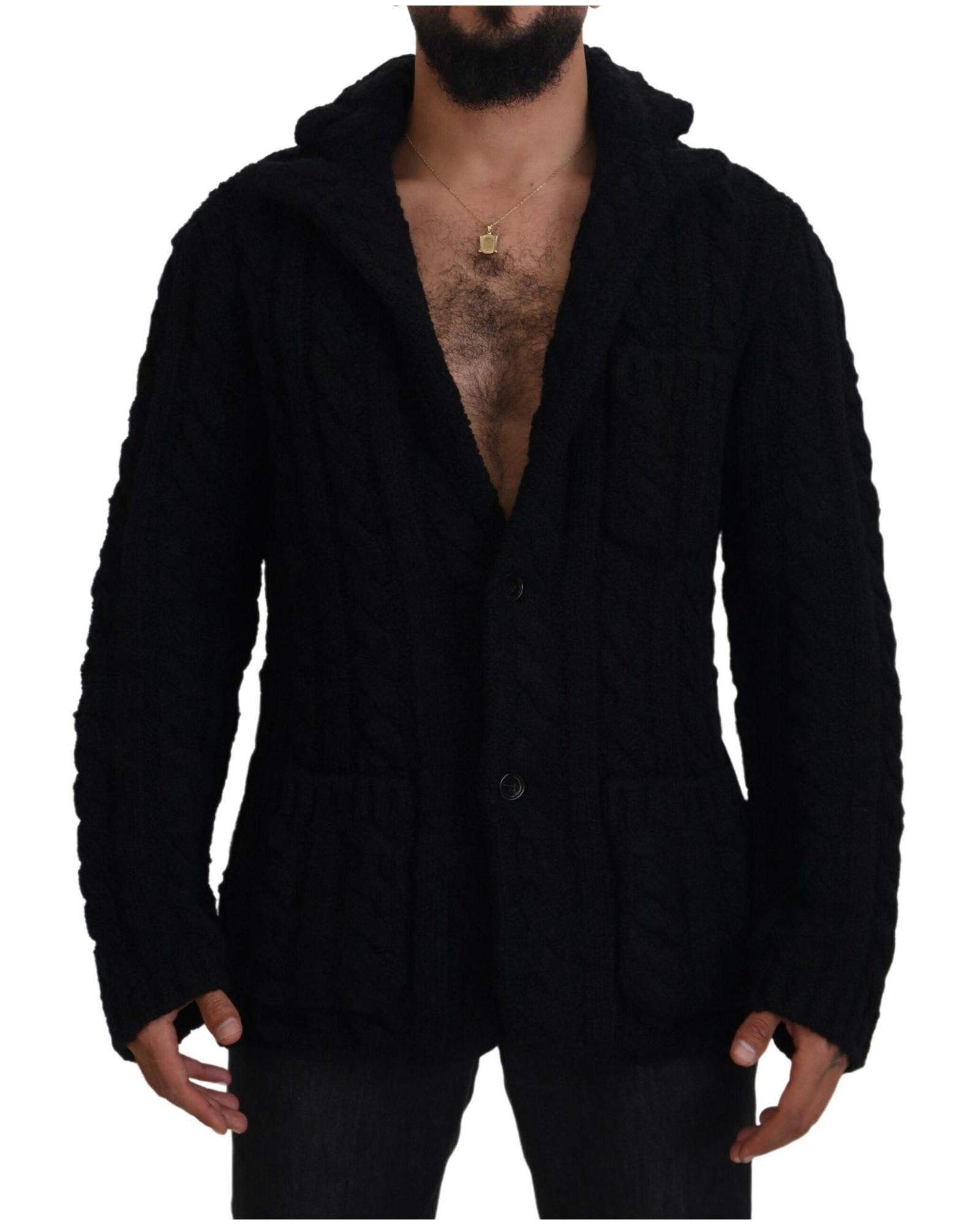 Image of Dolce Gabbana Knit Button Cardigan Sweater in Black, Men's (Size Small)