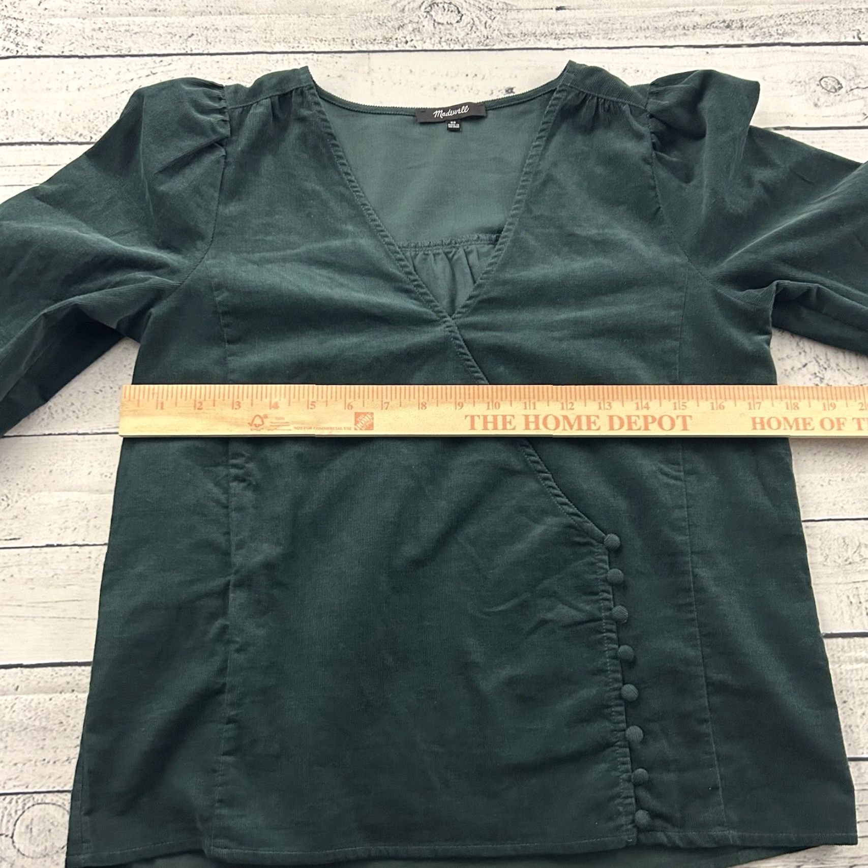 Madewell Madewell Corduroy Kingston Side Button Long Sleeve Wrap Top Women's XS Green Blouse Men? Size XS / US 0-2 / IT 36-38 - 4 Thumbnail