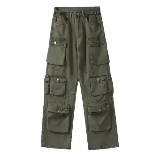 Jean Cargo pants Multi-pockets Harajuku straight trousers Size US 32 / EU 48 - 2 Thumbnail