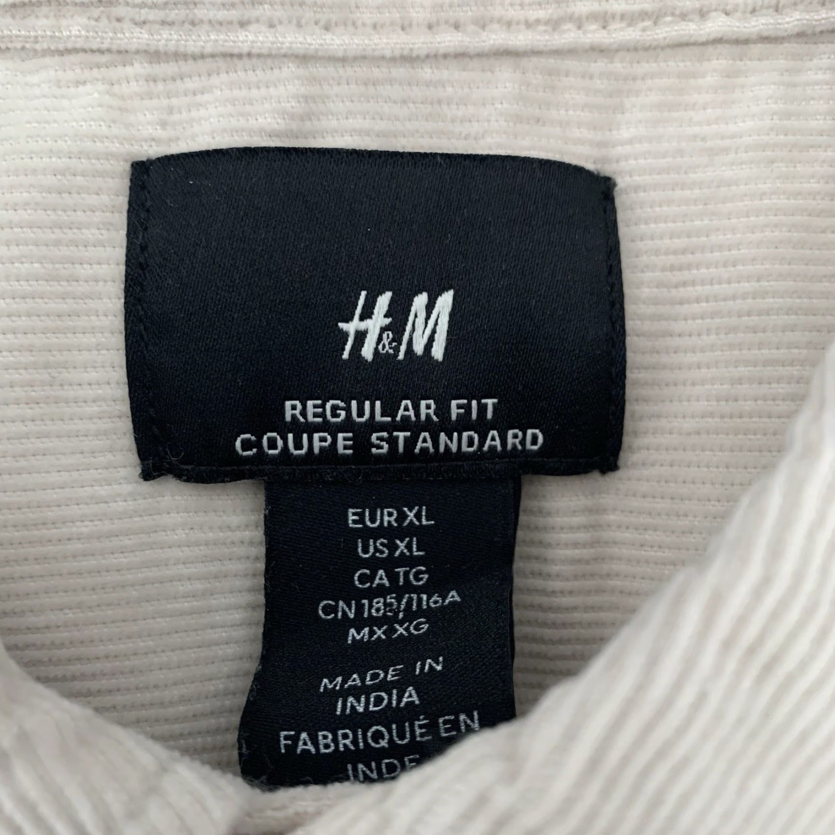 H&M H&M Corduroy Shirt Mens XL Beige Ivory Regular Button-Down 100% Cotton Cotton Corduroy Button-Up Pockets Casual | Men Regular Fit House Brand N/A Size US XL / EU 56 / 4 - 2 Thumbnail