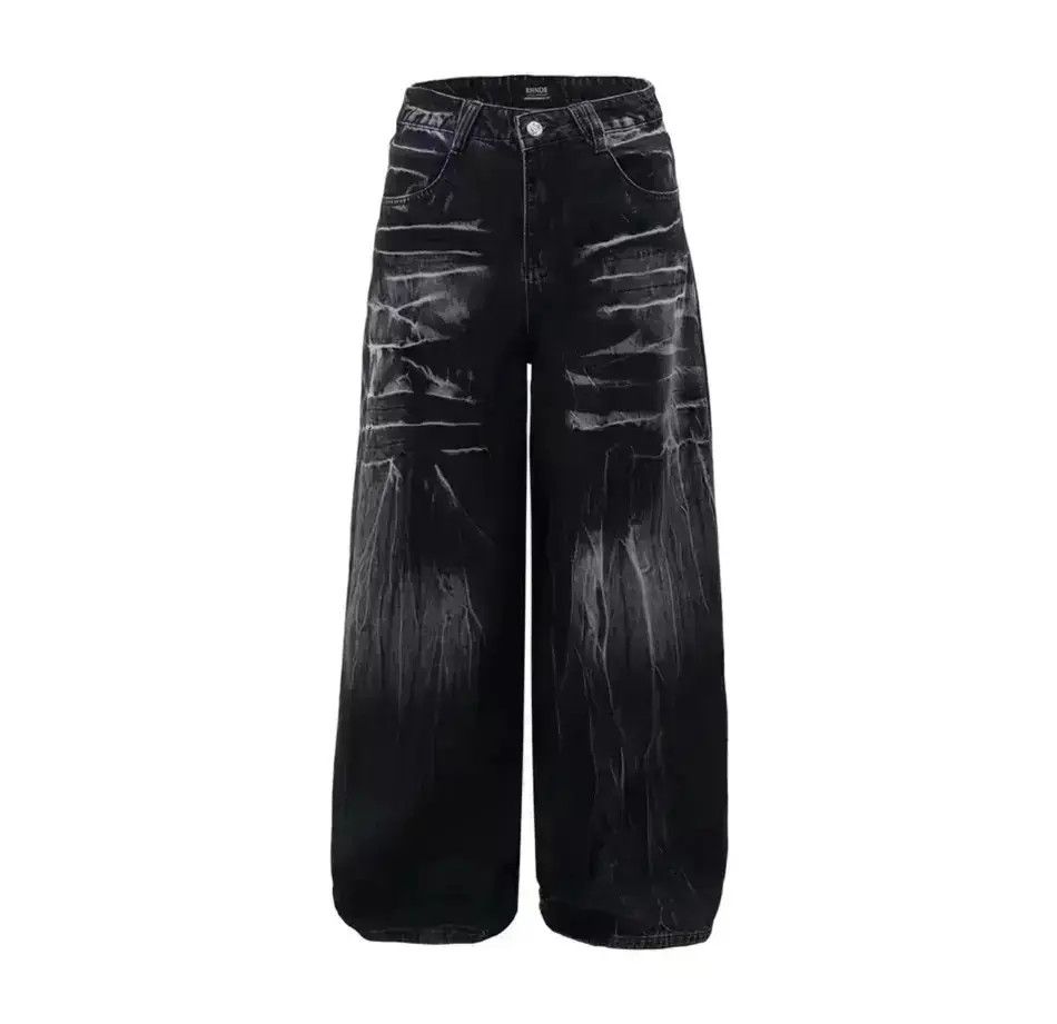 Japanese Brand Vintage washed and distressed graffiti stripe baggy jeans Size US 34 / EU 50 - 6 Thumbnail