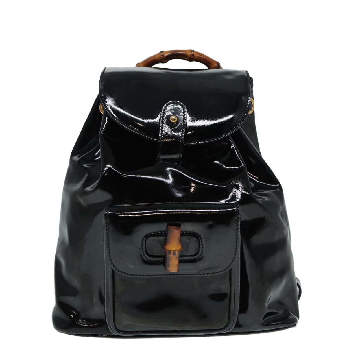 Gucci Bamboo Black Leather Backpack Bag (Pre-Owned) Size ONE SIZE - 1 Thumbnail