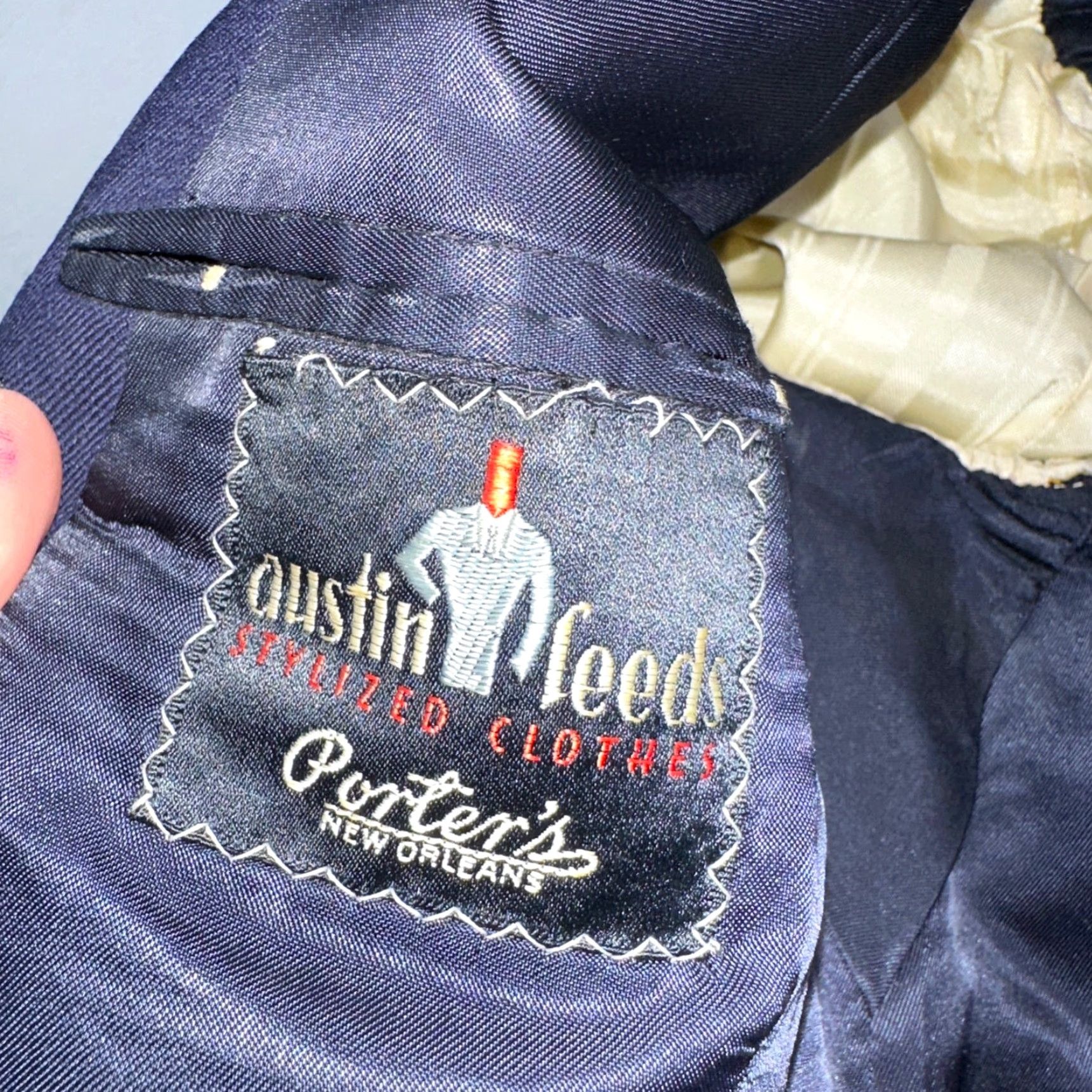 Austin Reed VTG Austin Reeds 2 PC Suit Jacket Pants Blue Rockabilly 1950s 42 Mens Size 42R - 3 Thumbnail